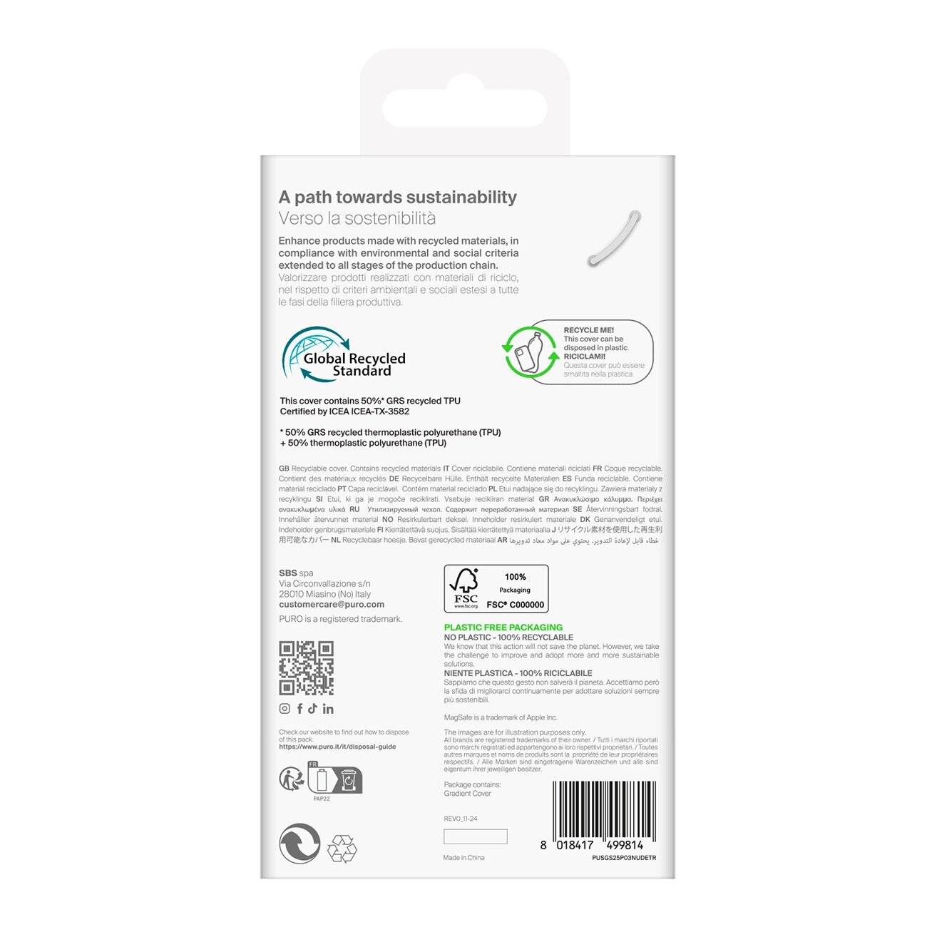 Puro 03 Nude Silikonhülle Samsung Galaxy S25 Ultra – transparent