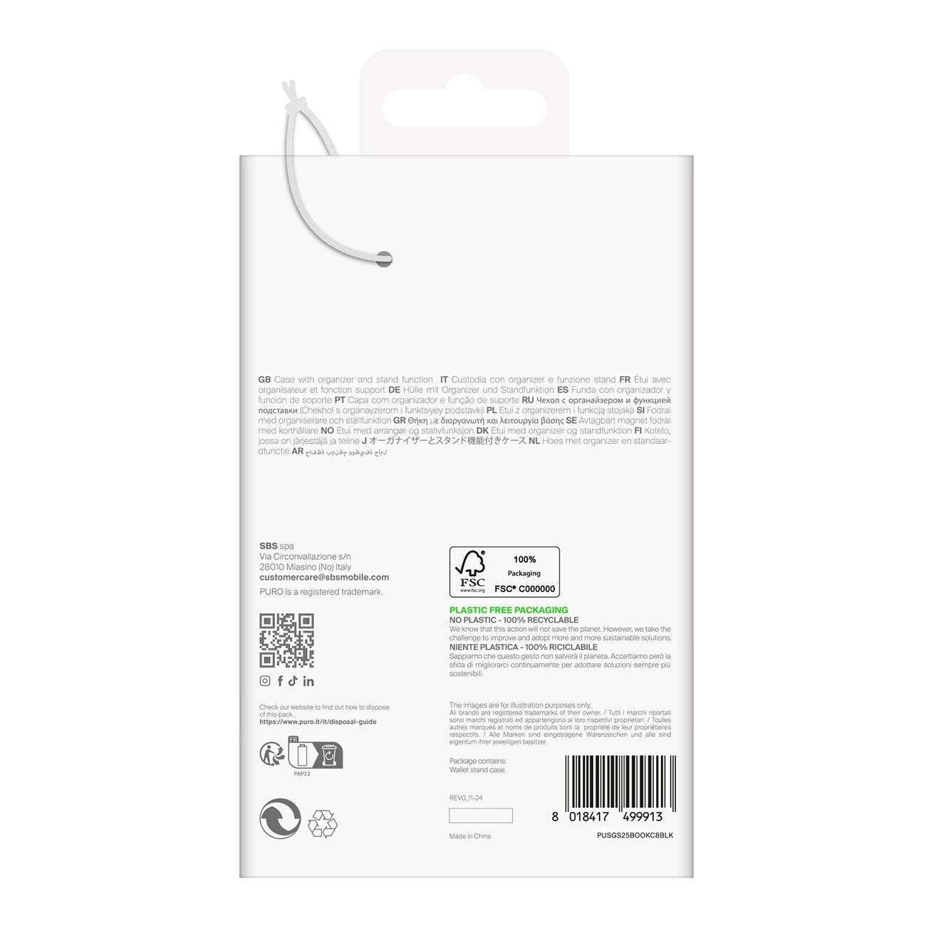 Puro Booklet Case Klappe Geldbörse Samsung Galaxy S25 – Schwarz