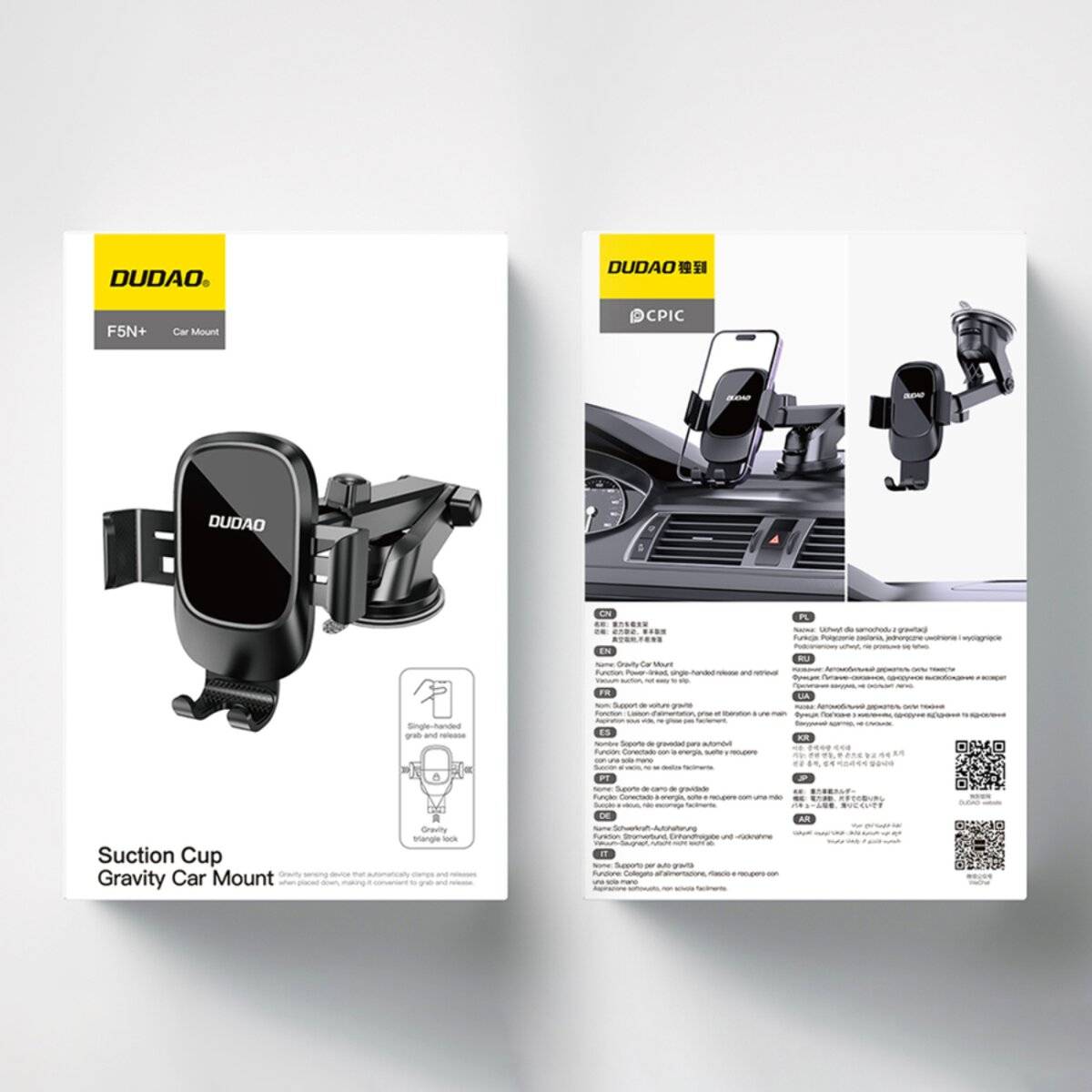 Dudao F5N+ Smartphone-Halterung Saugnapf Schwerkraft Schwarz