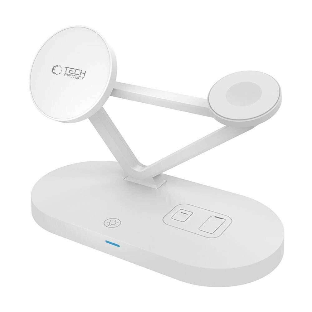 Tech-Protect QI15W-A41 3in1 kabelloses Ladegerät MagSafe Apple -Geräte – Weiß