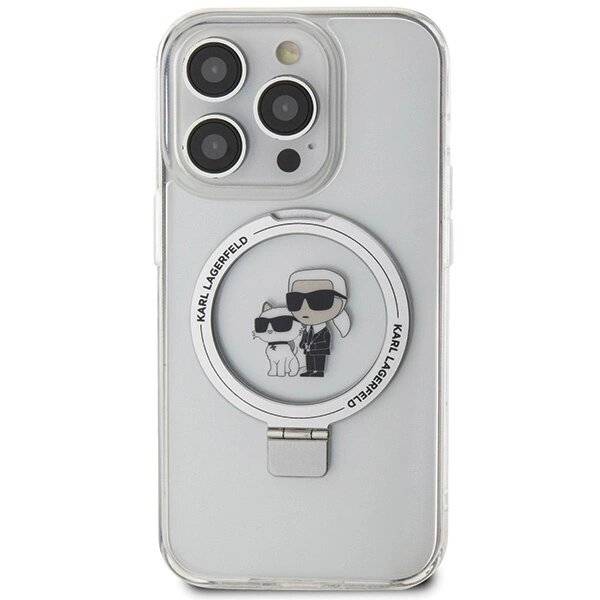 Karl Lagerfeld KLHMP15LHMRSKCH iPhone 15 Pro 6,1″ weiß/weiß Hardcase Ringständer Karl&Choupette