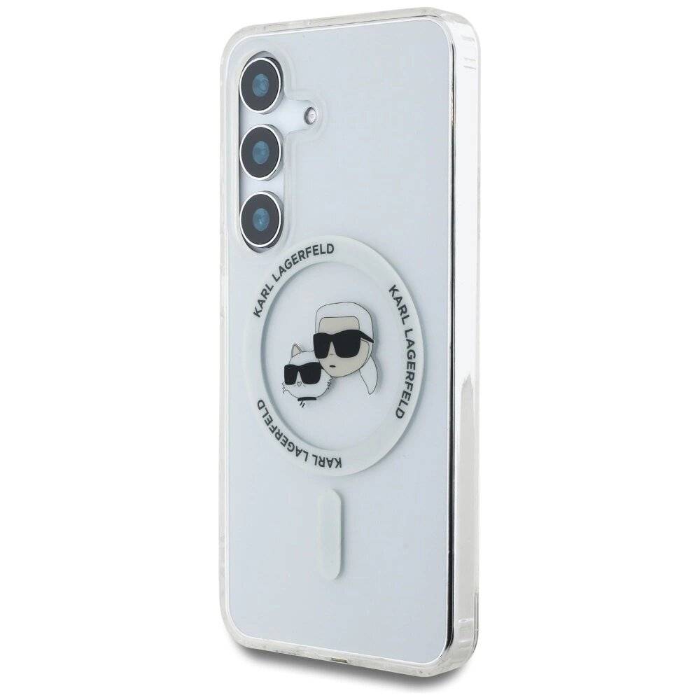 Karl Lagerfeld Button & Choupette Heads Gedrucktes Logo MagSafe Samsung Galaxy S25 Plus Hülle