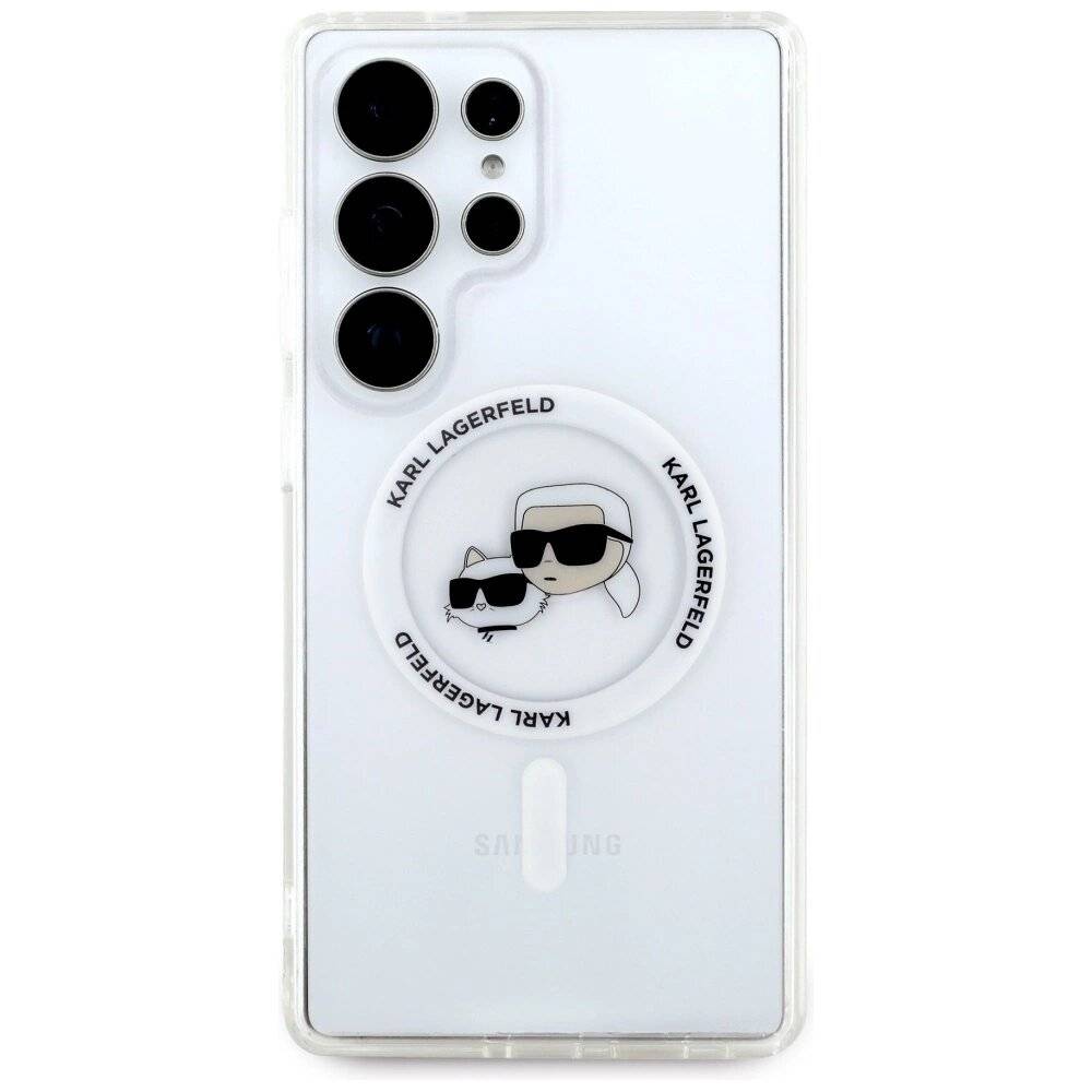 Karl Lagerfeld Button & Choupette Heads Gedrucktes Logo MagSafe Samsung Galaxy S25 Ultra Hülle