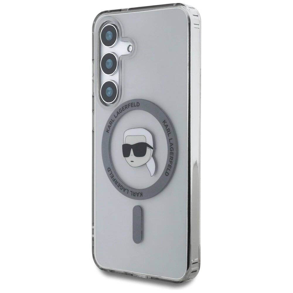 Karl Lagerfeld Button Head gedrucktes Logo MagSafe Samsung Galaxy S25 Hülle schwarz