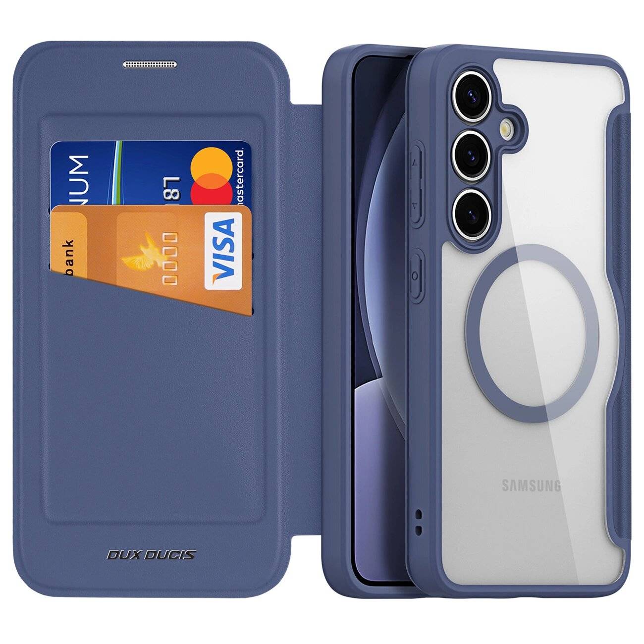 Dux Ducis Skin X Pro Hülle Samsung Galaxy S25+ MagSafe Portemonnaie – blau