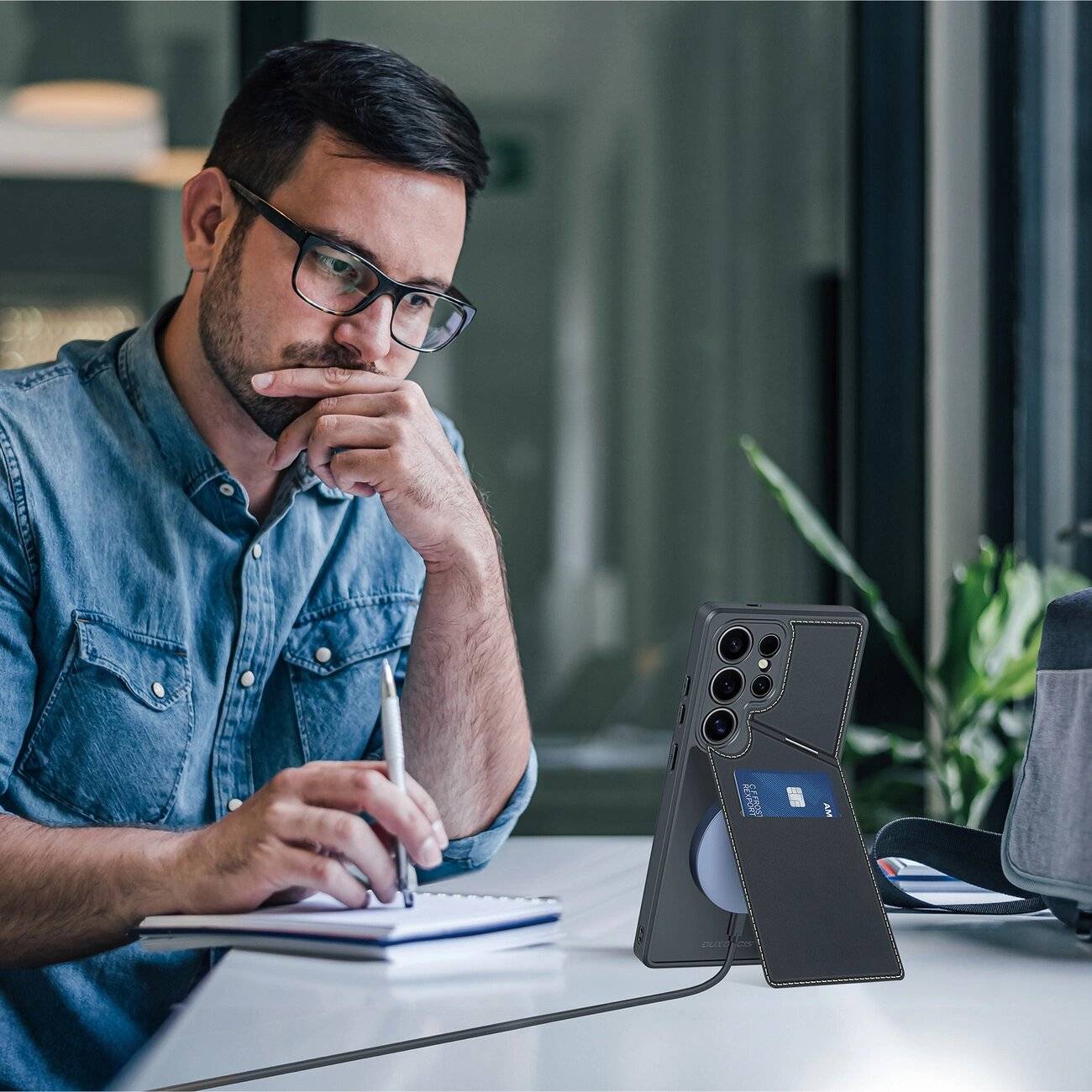 Dux Ducis Rafi II Hülle Samsung Galaxy S25 Ultra Ständer Geldbörse – Schwarz