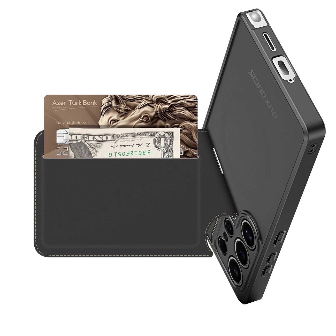 Dux Ducis Rafi II Hülle Samsung Galaxy S25 Ultra Ständer Geldbörse – Schwarz