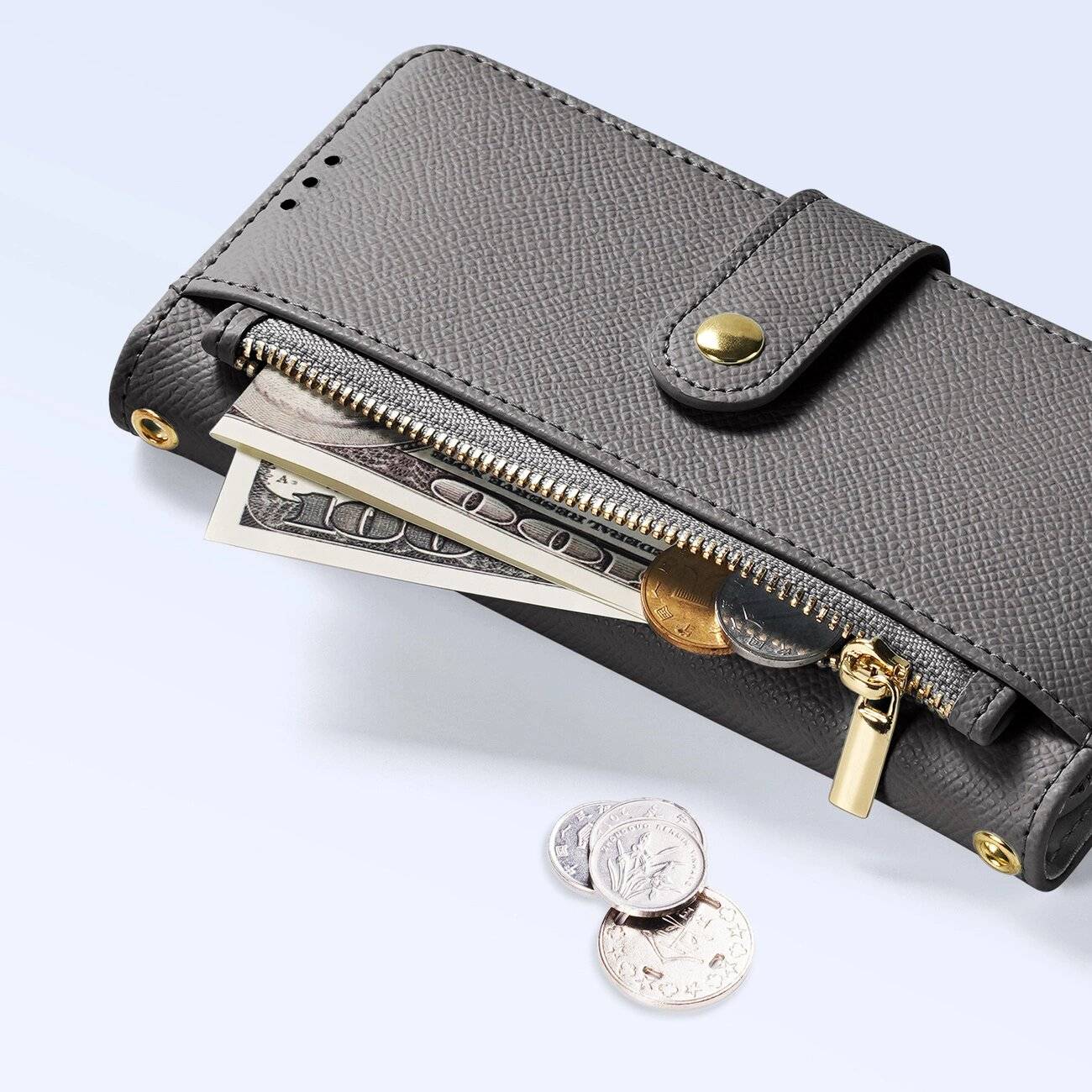 Dux Ducis Lawa Lederhülle Samsung Galaxy S25 Ultra abnehmbarer magnetischer Brieftasche – Grau