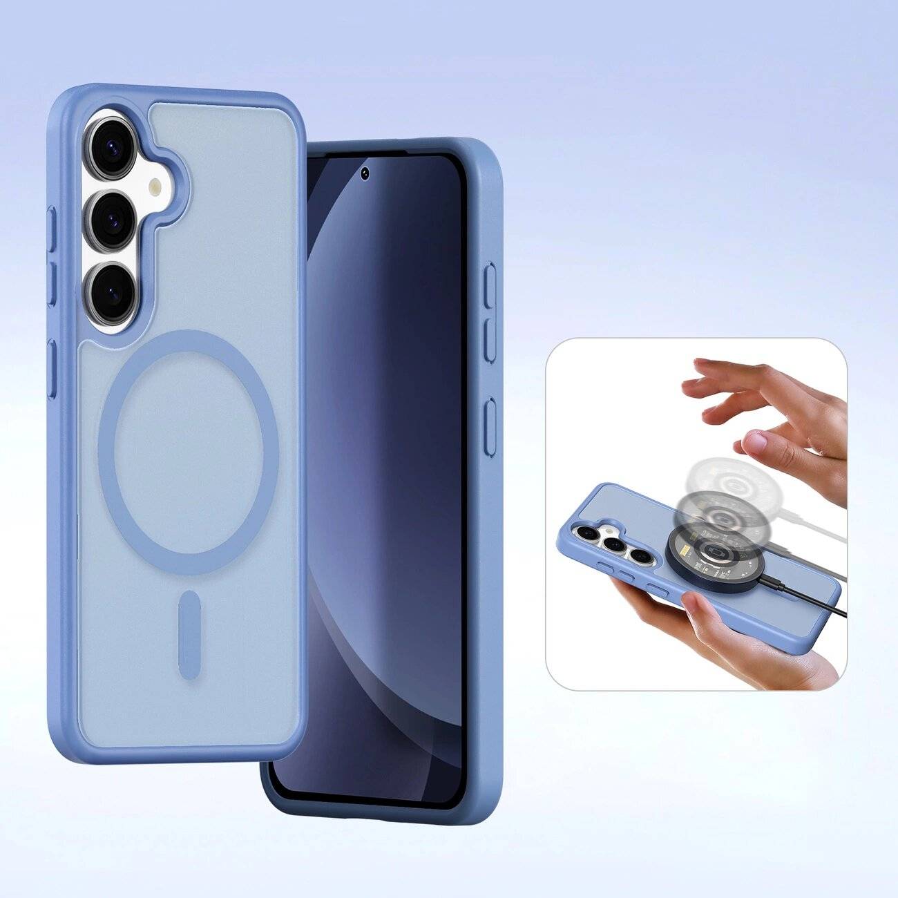 Dux Ducis Lawa Lederhülle Samsung Galaxy S25+ abnehmbarer magnetischer Brieftasche – Blau