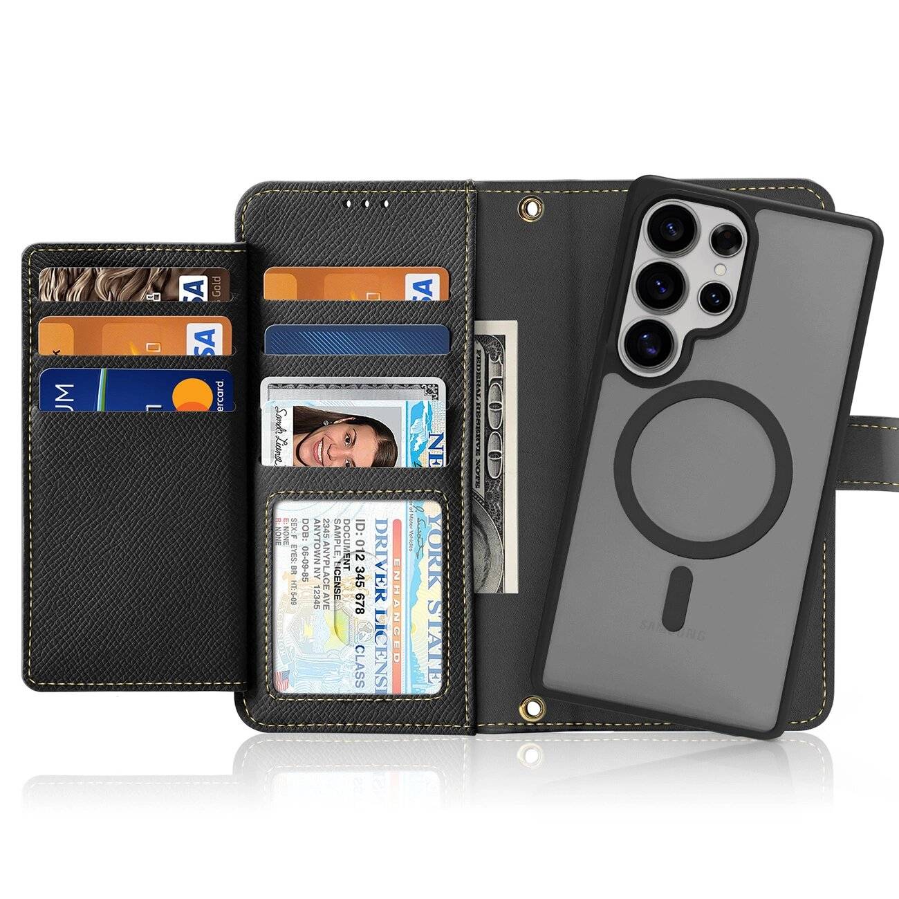 Dux Ducis Lawa Lederhülle Samsung Galaxy S25 Ultra abnehmbarer magnetischer Brieftasche – Schwarz