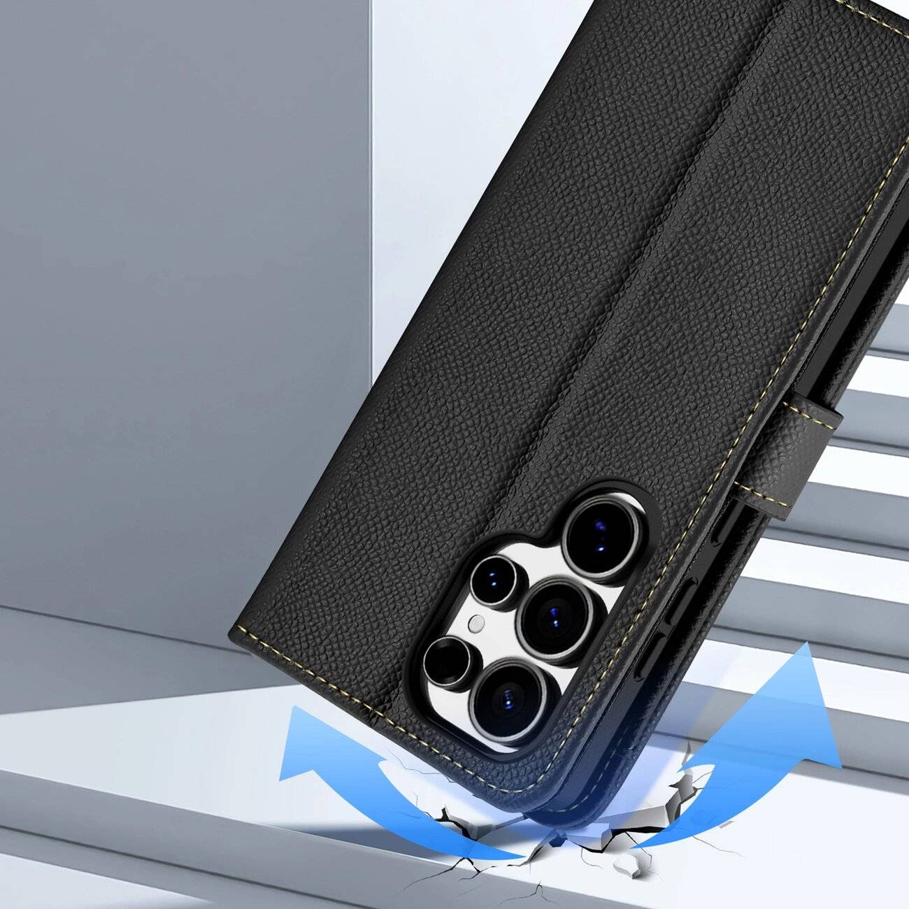 Dux Ducis Lawa Lederhülle Samsung Galaxy S25 Ultra abnehmbarer magnetischer Brieftasche – Schwarz