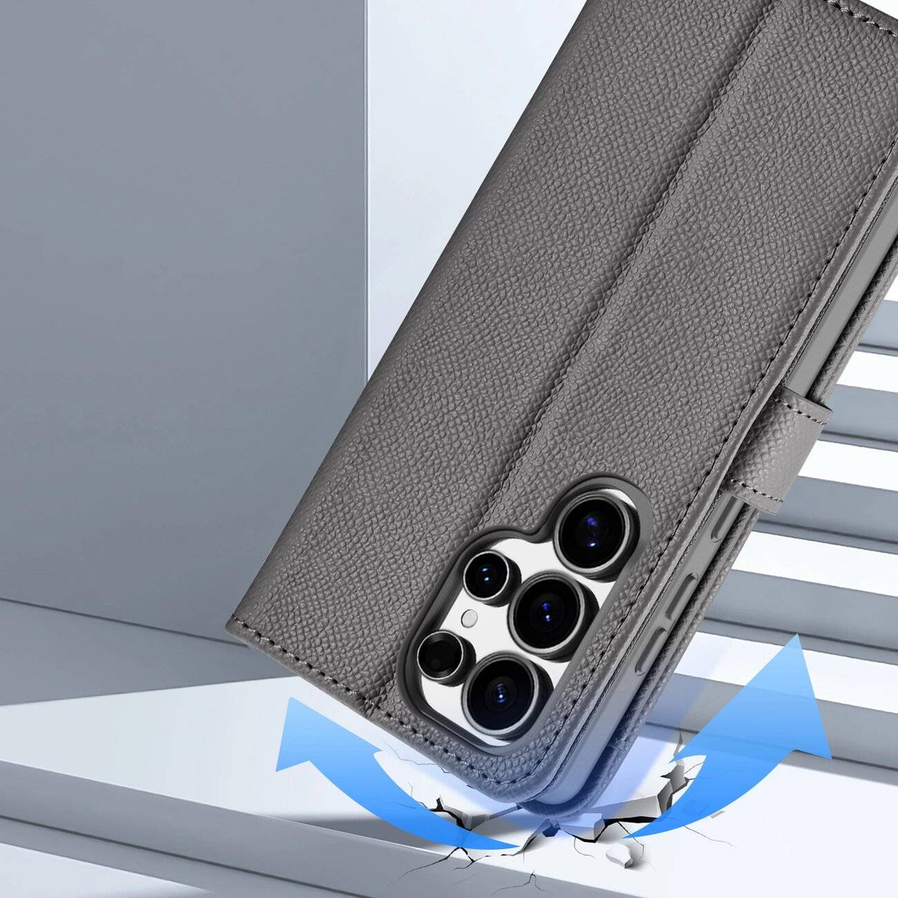 Dux Ducis Lawa Lederhülle Samsung Galaxy S25 Ultra abnehmbarer magnetischer Brieftasche – Grau