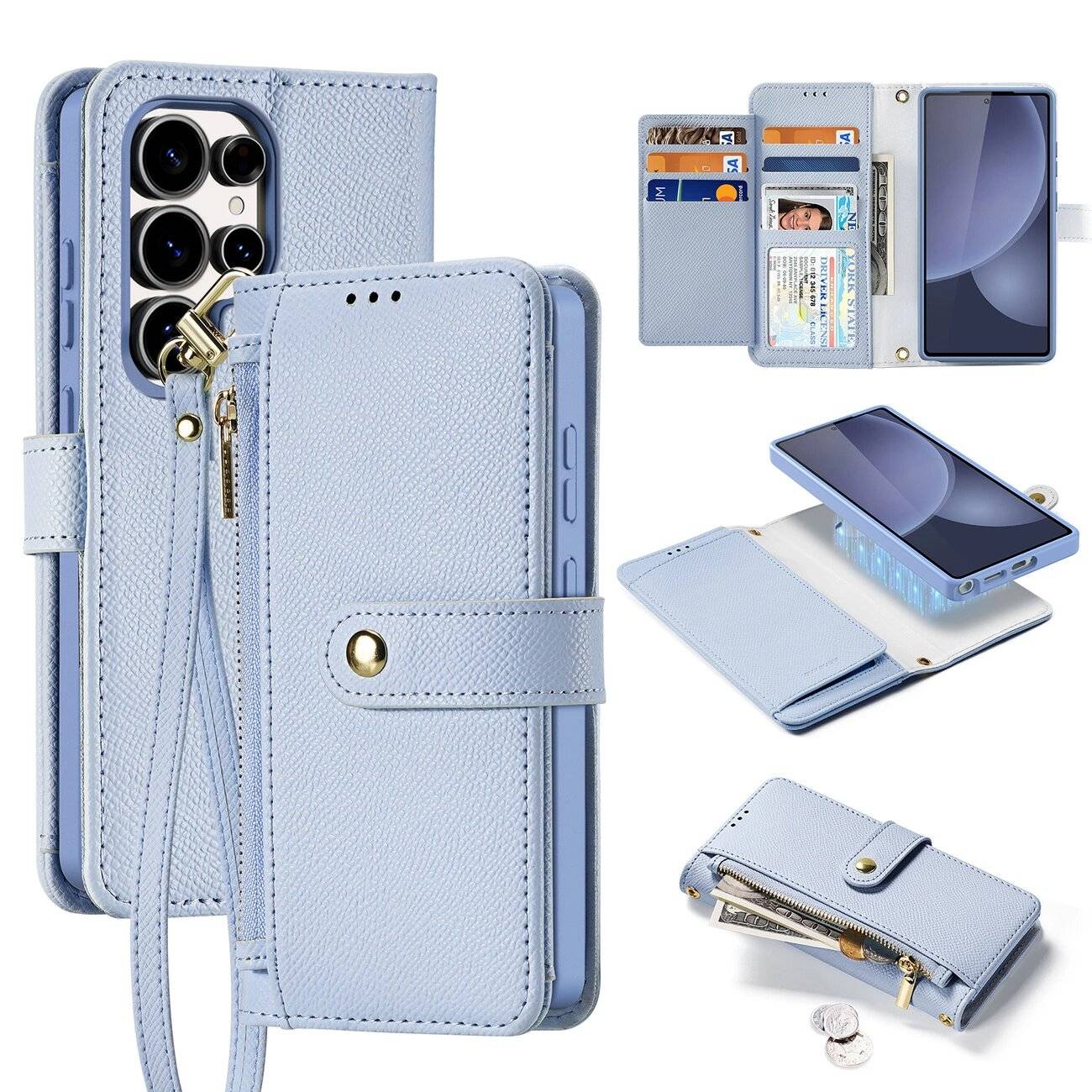 Dux Ducis Lawa Lederhülle Samsung Galaxy S25 Ultra abnehmbarer magnetischer Brieftasche – Blau