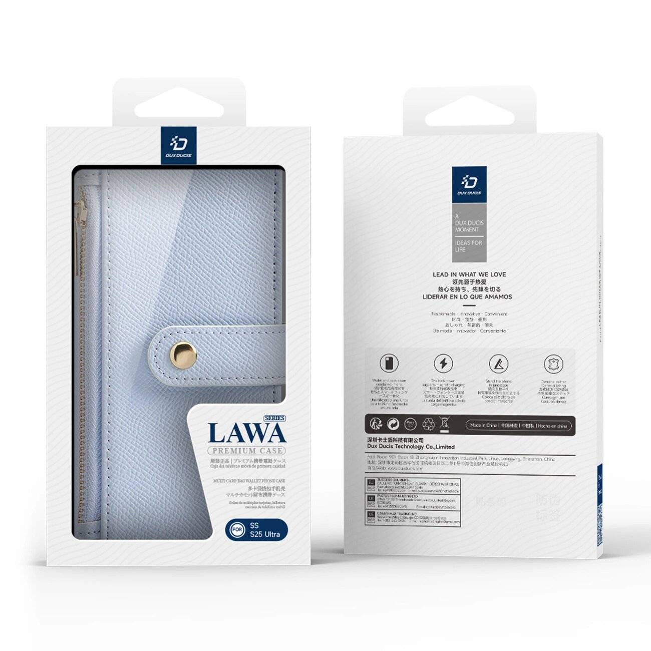 Dux Ducis Lawa Lederhülle Samsung Galaxy S25 Ultra abnehmbarer magnetischer Brieftasche – Blau