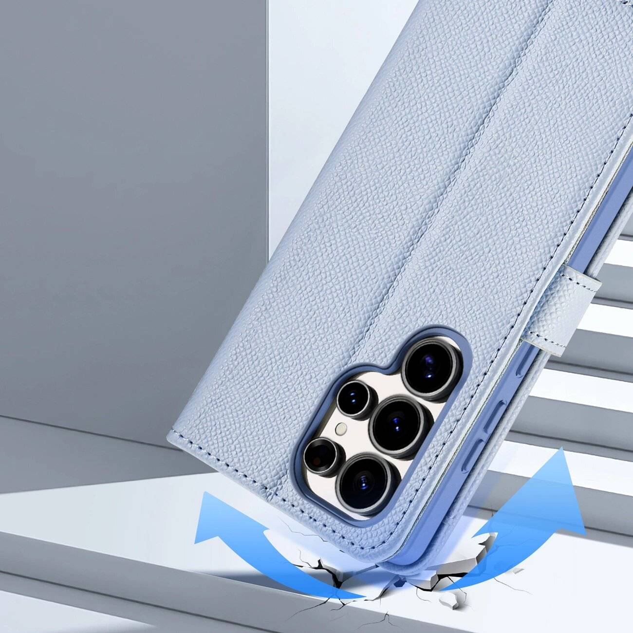 Dux Ducis Lawa Lederhülle Samsung Galaxy S25 Ultra abnehmbarer magnetischer Brieftasche – Blau