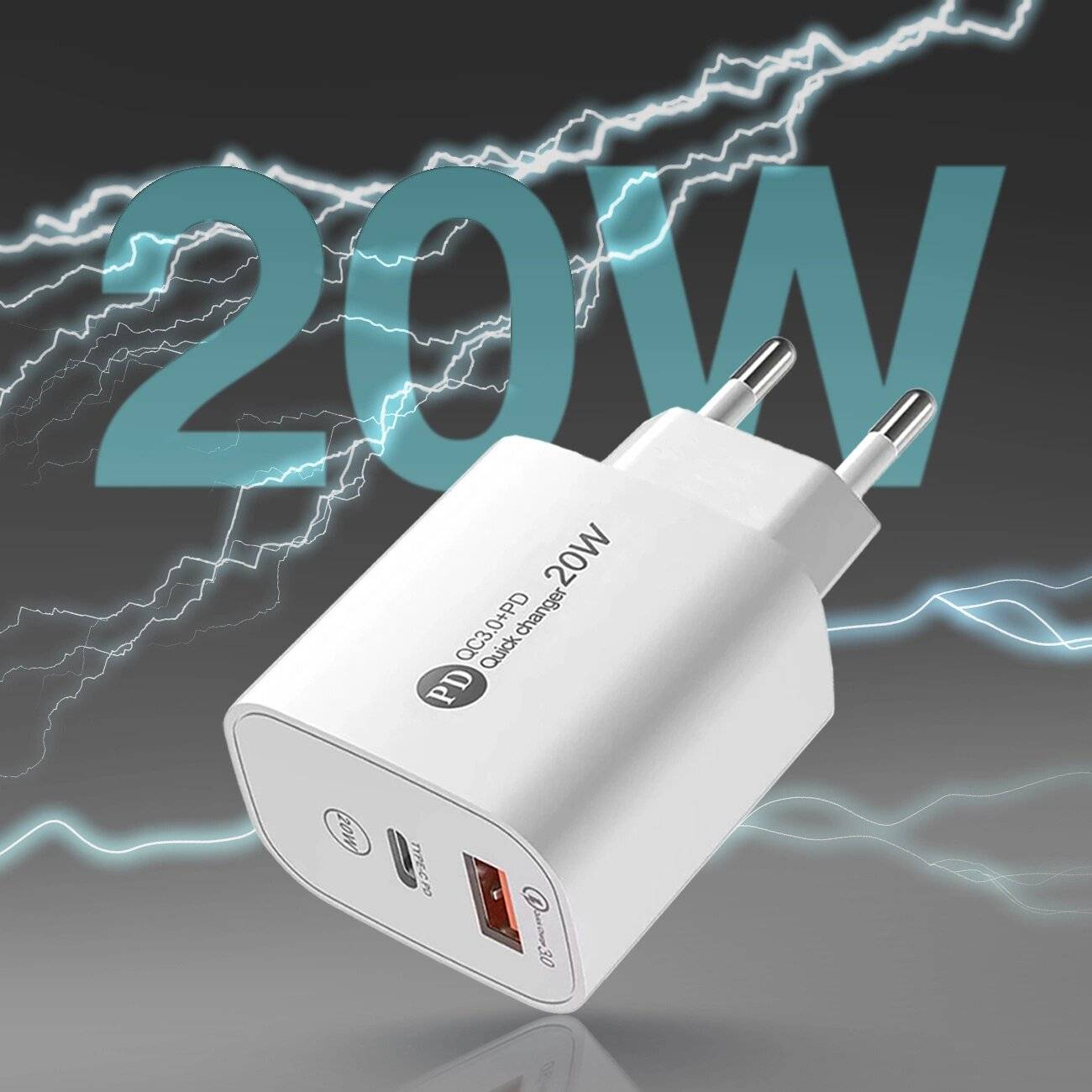 A6MaxL 20W USB-A USB-C Wandladegerät - 1m Kabel weiß