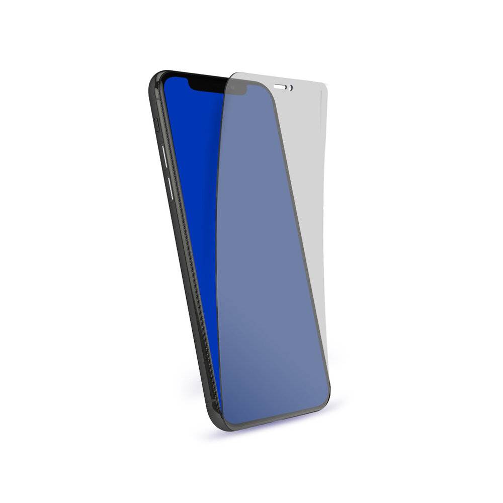 Ein Smartphone mit einem Blaulicht-Displayschutzfolien, das den Bildschirm teilweise abdeckt und dazu bestimmt ist, Blendung zu reduzieren und die Augen zu schützen.