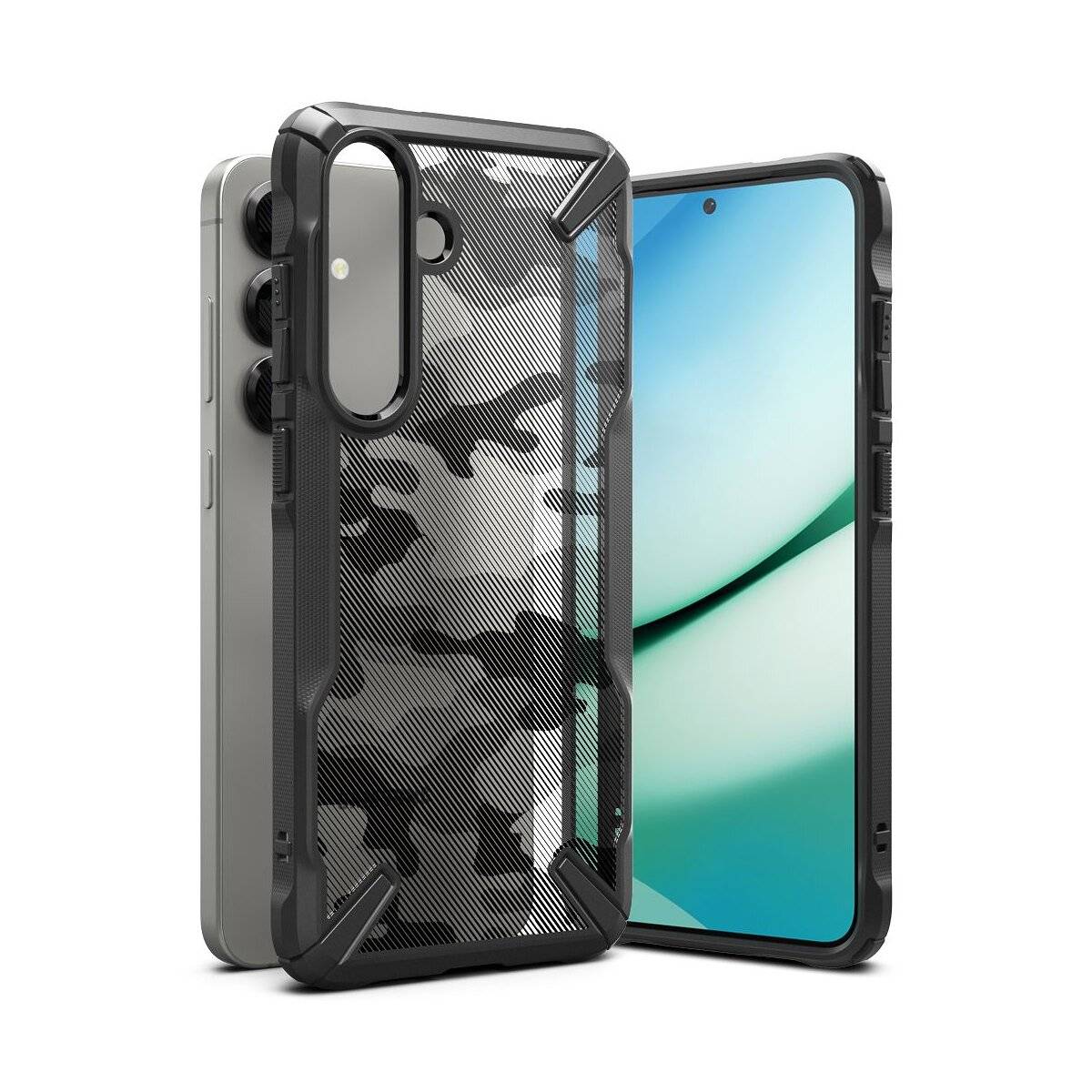 Ringke Fusion X Hülle Kompatibel mit Samsung Galaxy S25+ Schwarz Camo