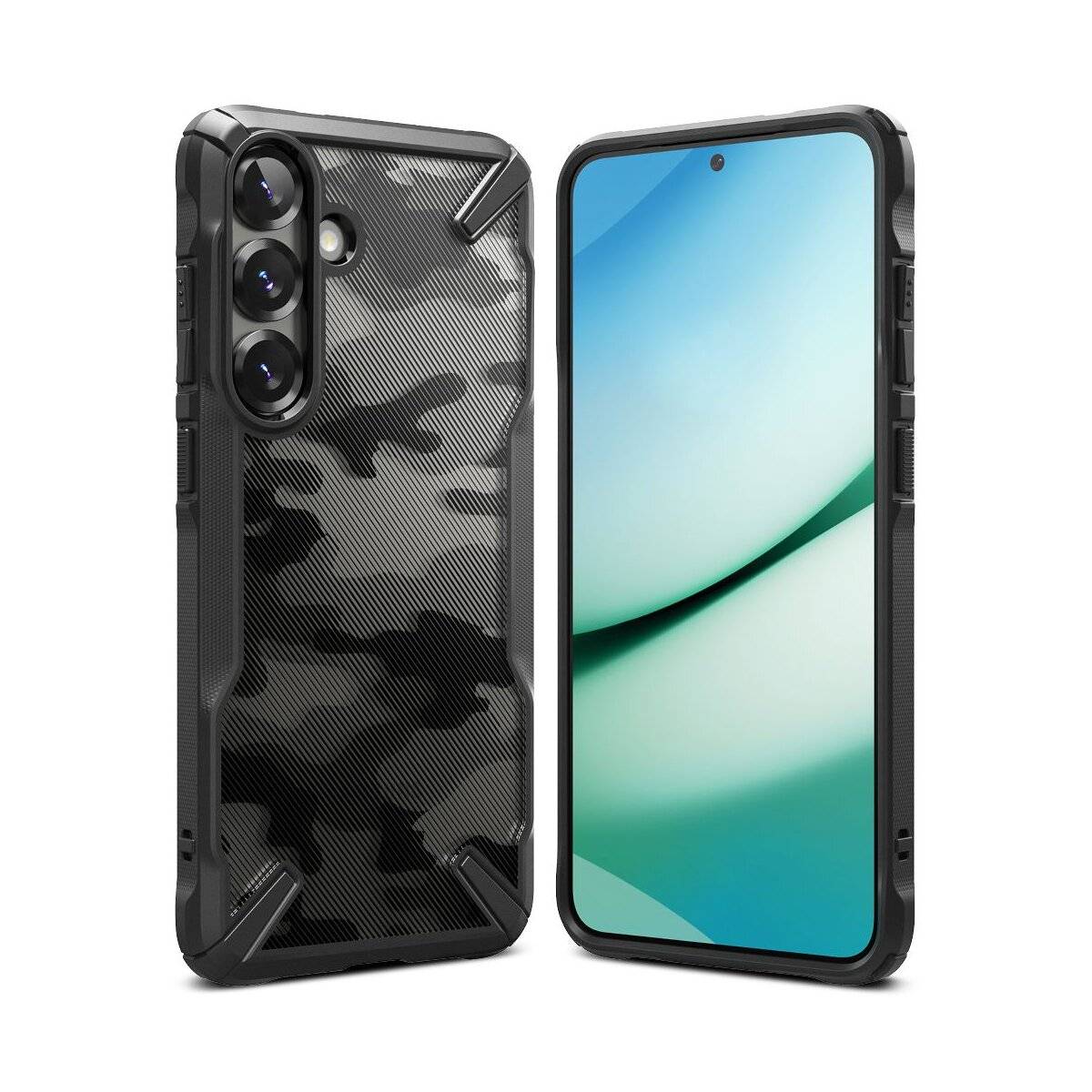 Ringke Fusion X Hülle Kompatibel mit Samsung Galaxy S25+ Schwarz Camo