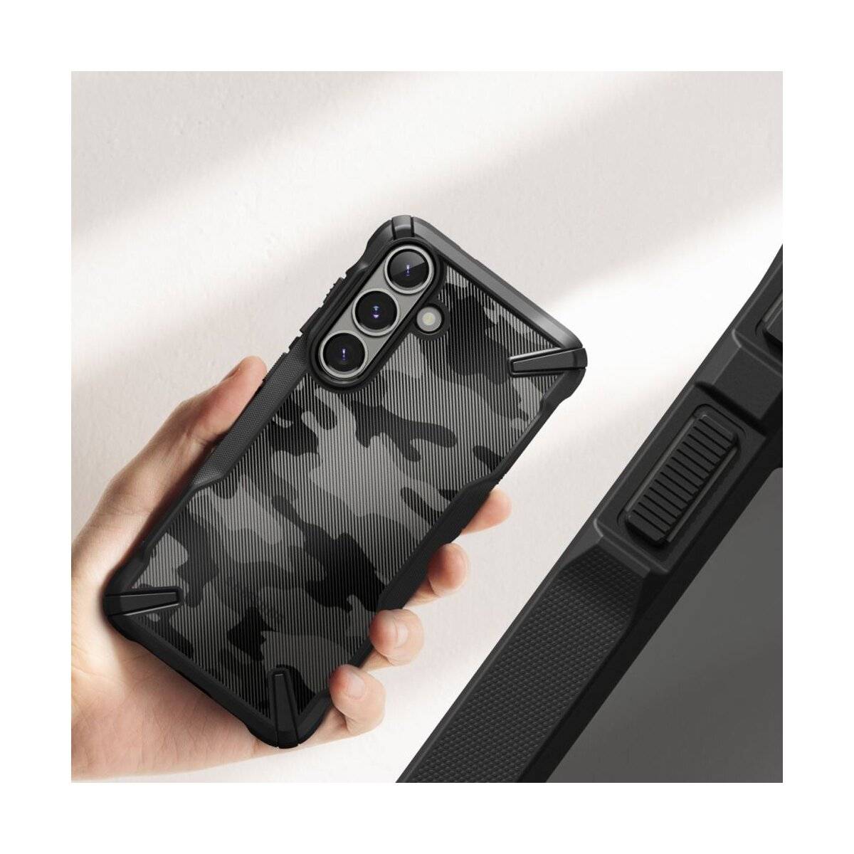 Ringke Fusion X Hülle Kompatibel mit Samsung Galaxy S25+ Schwarz Camo