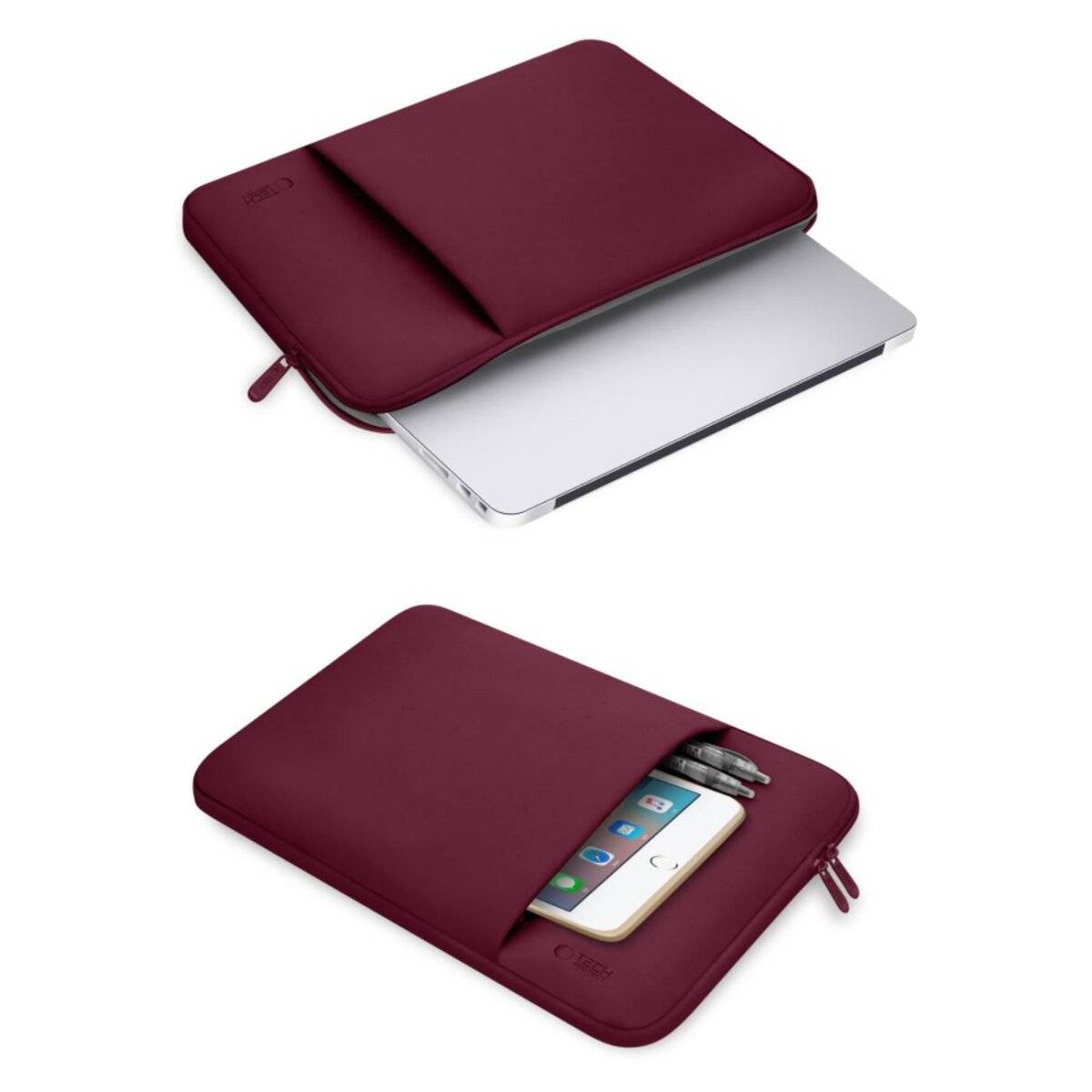 Tech-Protect Neopren-Laptoptasche 15-16 Zoll – Burgunderrot