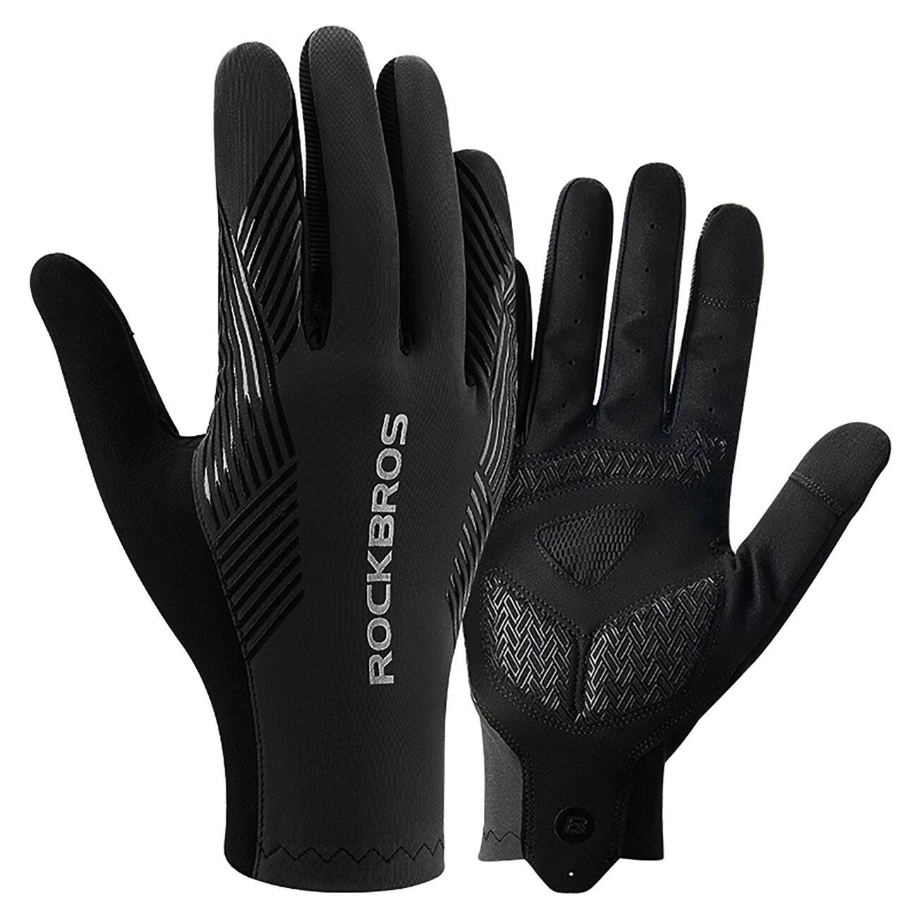 Rockbros Fahrradhandschuhe Frühling/Sommer/Herbst, Full, Größe: XL - Schwarz