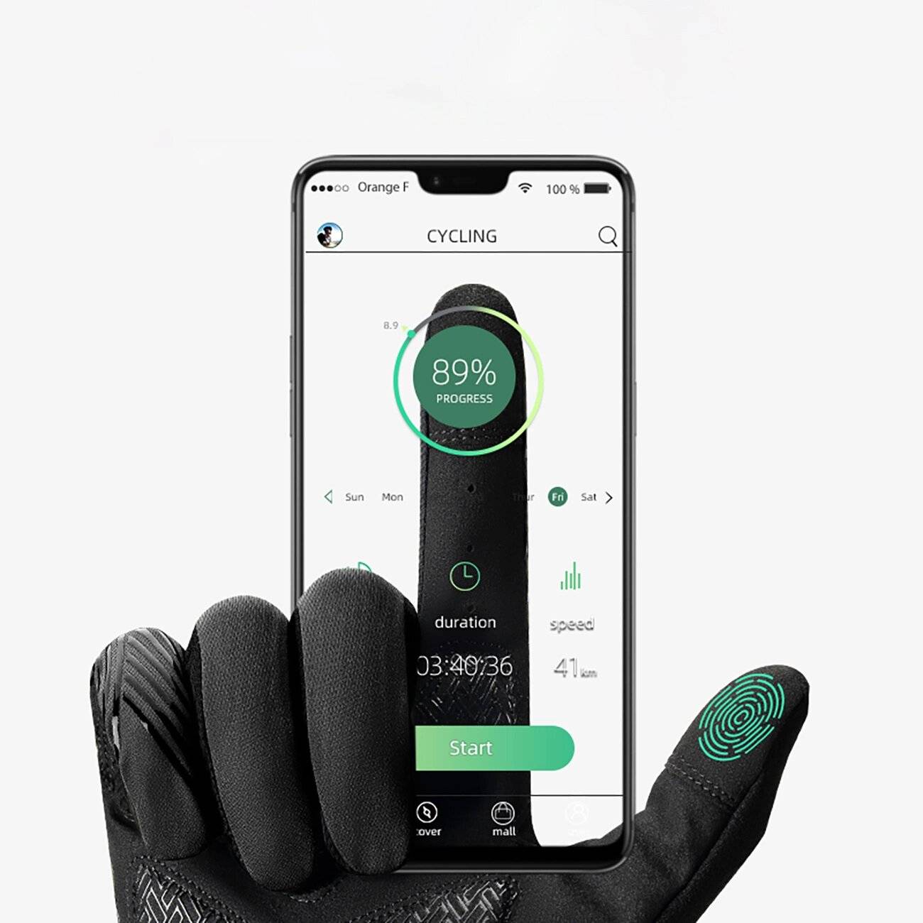 Rockbros Fahrradhandschuhe Frühling/Sommer/Herbst, Full, Größe: XL - Schwarz