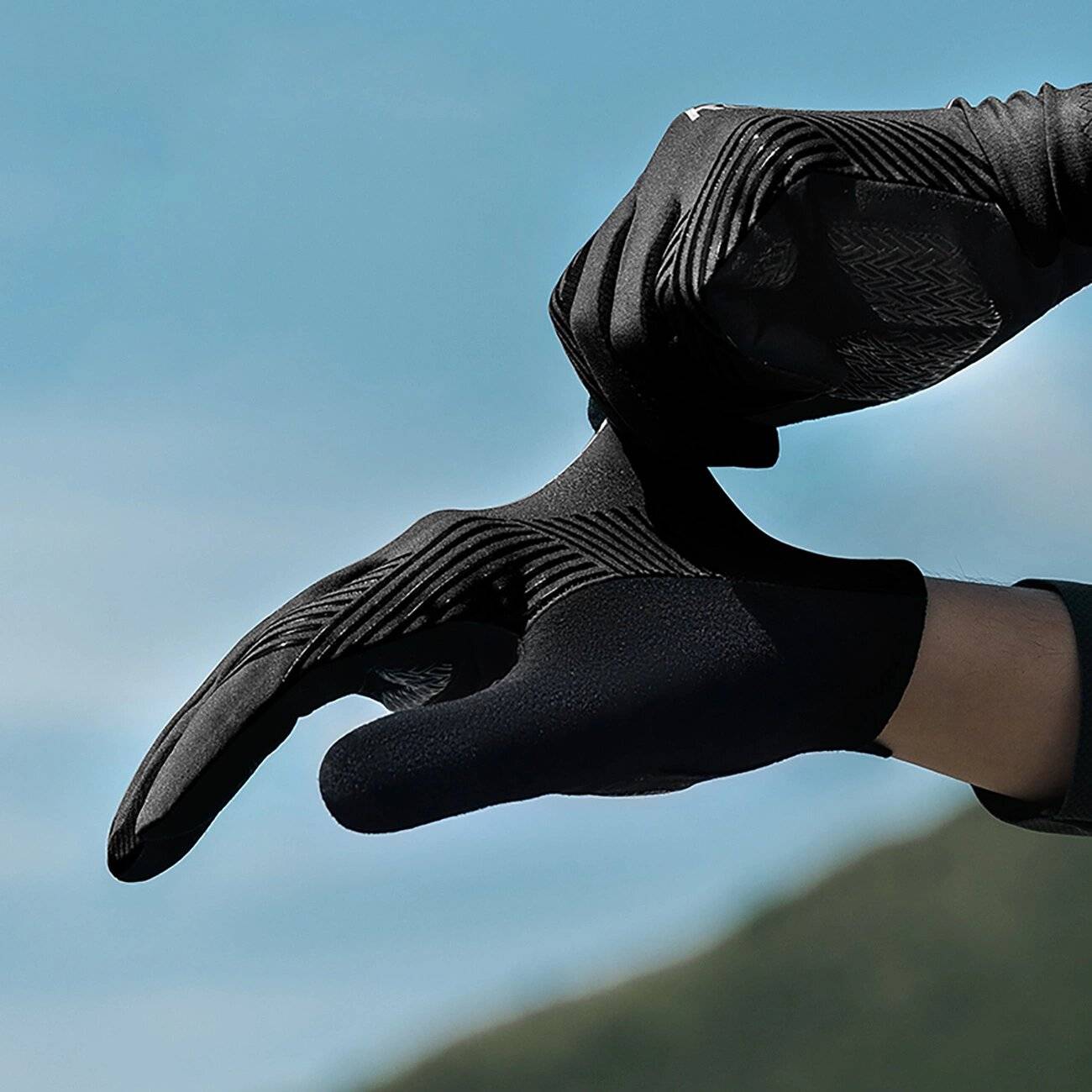 Rockbros Fahrradhandschuhe Frühling/Sommer/Herbst, Full, Größe: XL - Schwarz