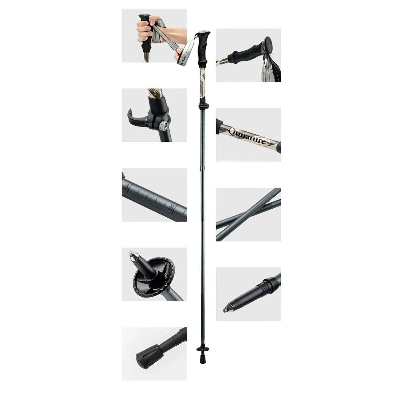 Qunature Nordic Walking Trekkingstock Aluminium 110 – 130 cm 1 Stk. - Braun