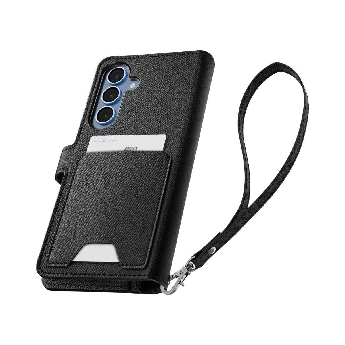 Spigen Wallet S Hülle Kompatibel mit Samsung Galaxy S25 Schwarz