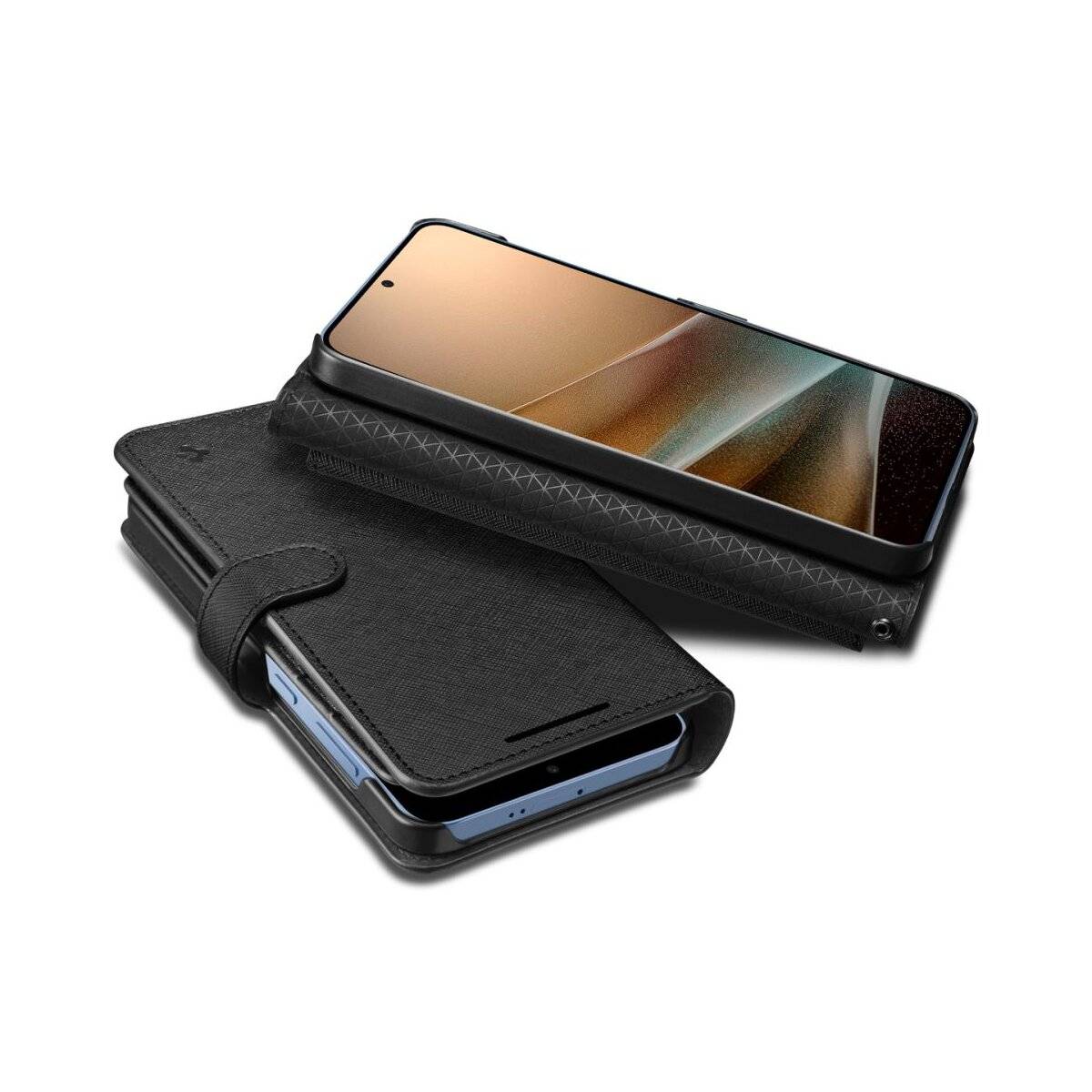 Spigen Wallet S Hülle Kompatibel mit Samsung Galaxy S25 Schwarz