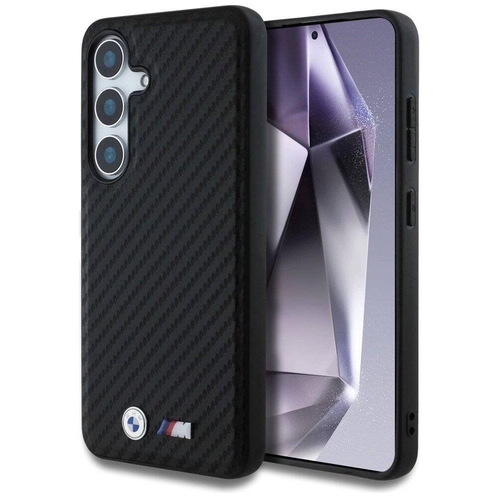 BMW Leder Carbon MagSafe Case Samsung Galaxy S25 - Schwarz