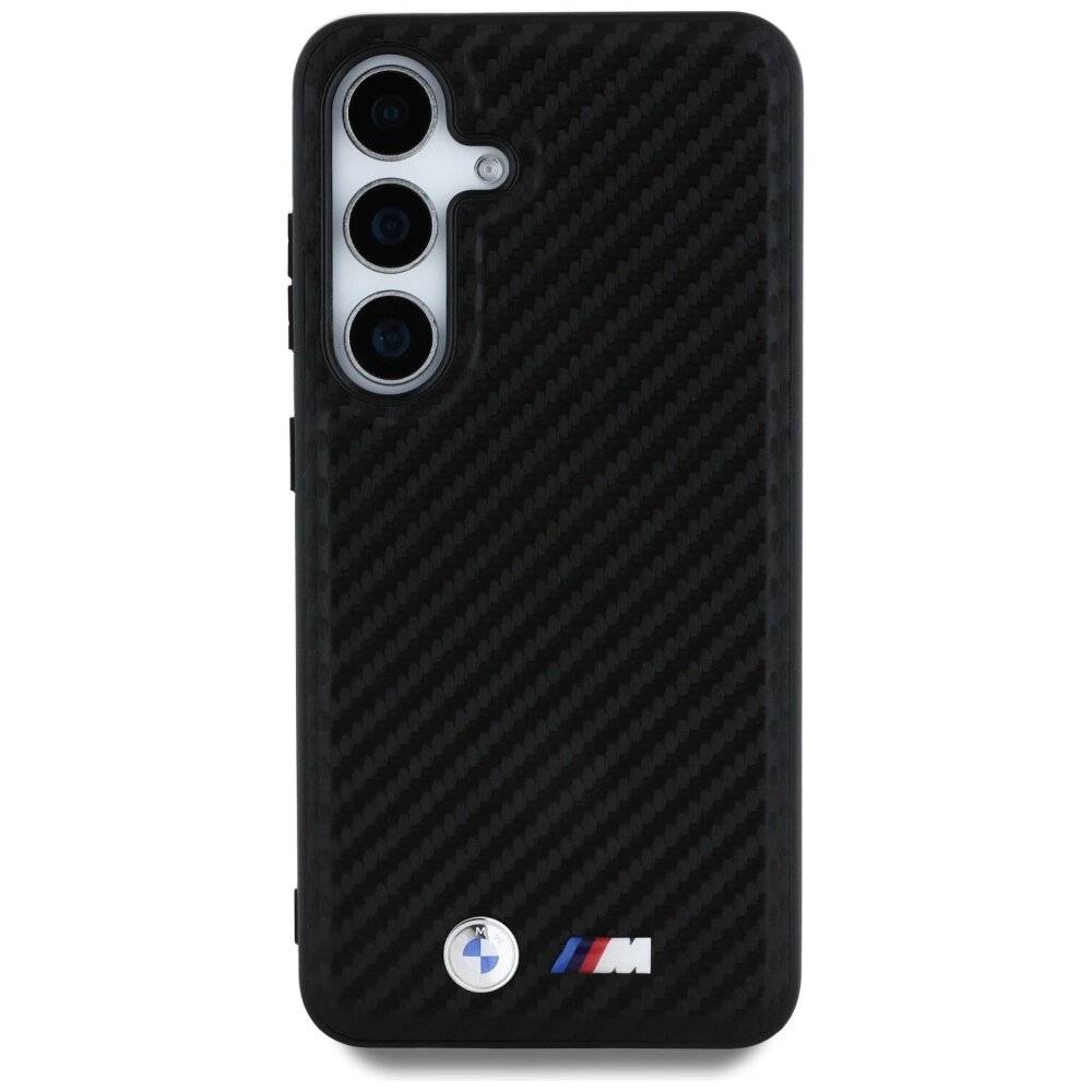 BMW Leder Carbon MagSafe Case Samsung Galaxy S25 - Schwarz