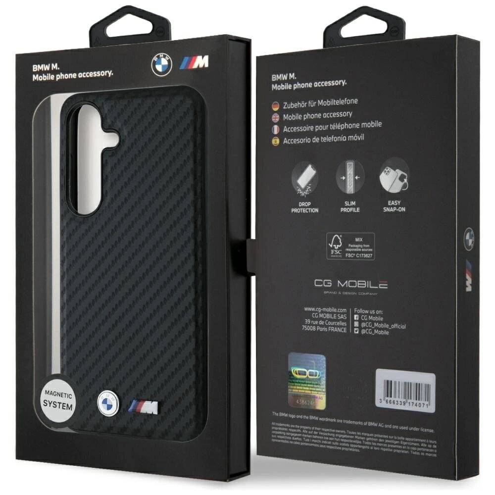 BMW Leder Carbon MagSafe Case Samsung Galaxy S25 - Schwarz