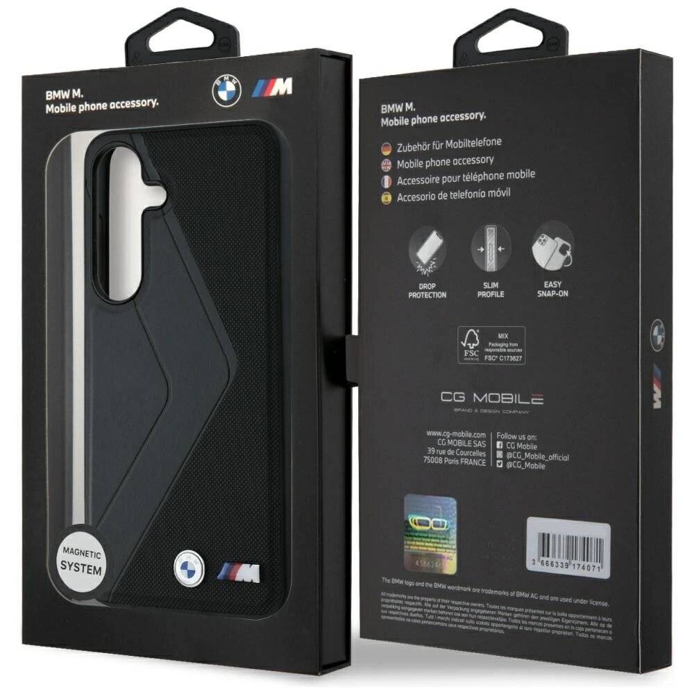 BMW Leder Oversized Stripes MagSafe Hülle Samsung Galaxy S25 - Schwarz