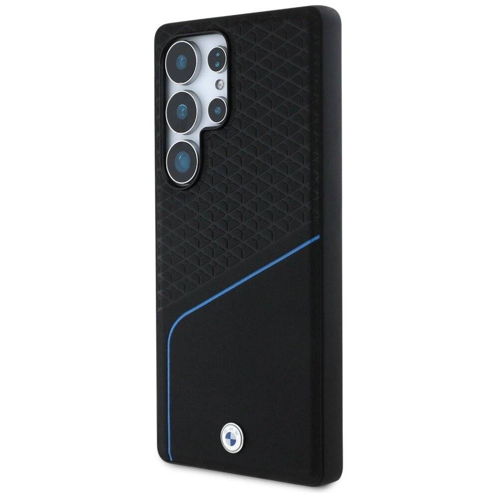 BMW Strukturierte glatte MagSafe Lederhülle Samsung Galaxy S25 Ultra - Schwarz