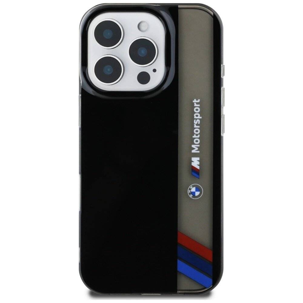 BMW Motorsport IML Vertical Stripe iPhone 16 Pro Max Hülle - Schwarz