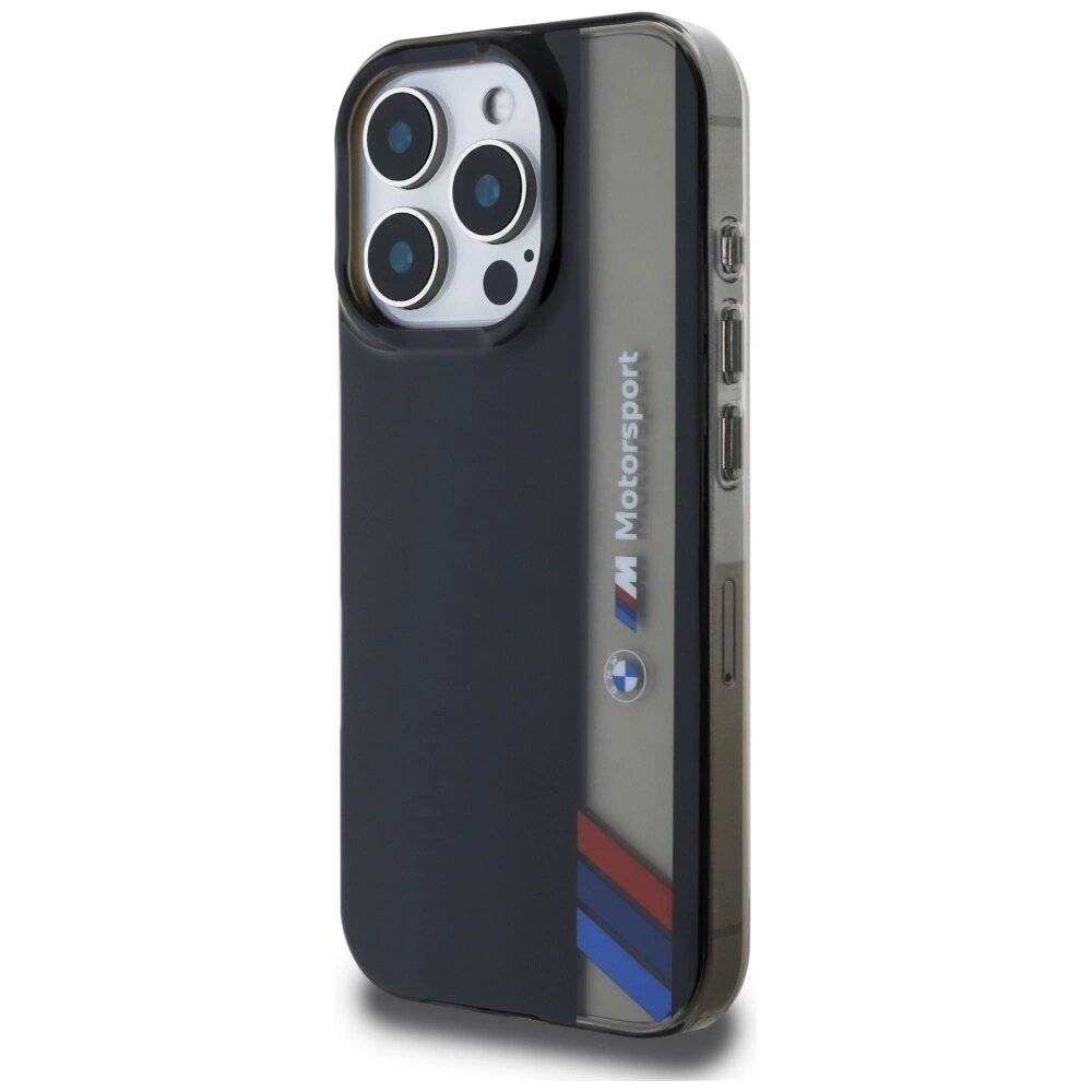 BMW Motorsport IML Vertical Stripe iPhone 16 Pro Max Hülle - Schwarz