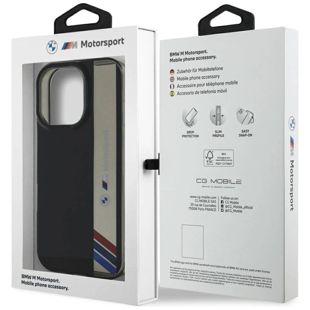 BMW Motorsport IML Vertical Stripe iPhone 16 Pro Max Hülle - Schwarz