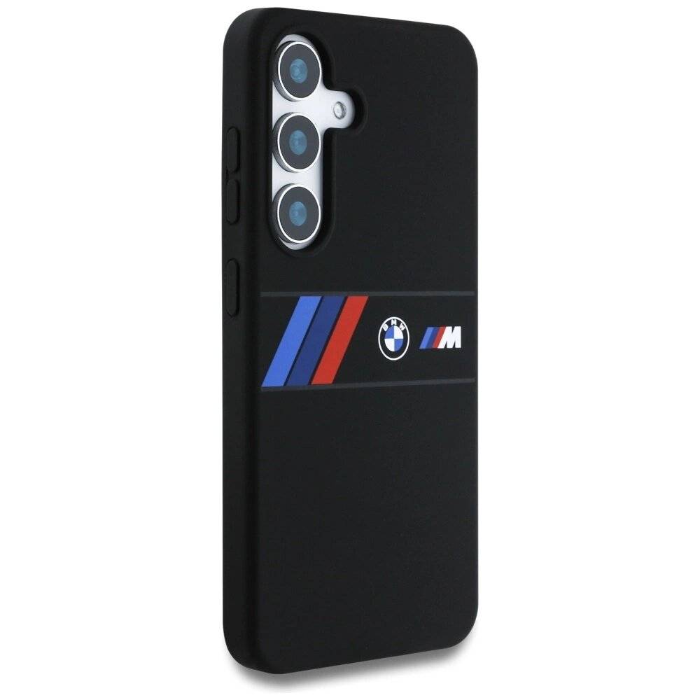 BMW Silikon Middle Tricolor Stripes MagSafe Hülle Samsung Galaxy S25 - Schwarz