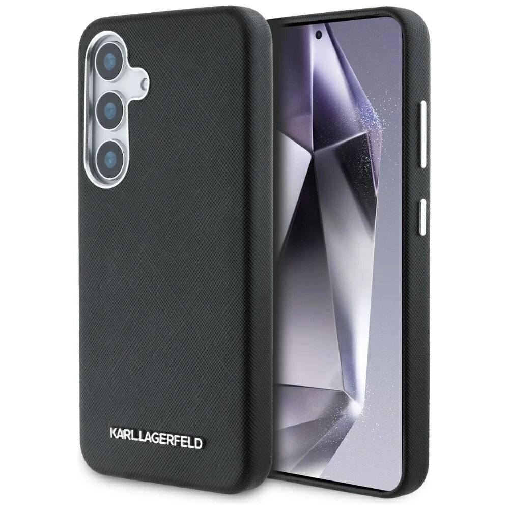 Karl Lagerfeld Saffiano Vollumwickelte MagSafe Hülle länglichem Metalllogo Samsung Galaxy S25+
