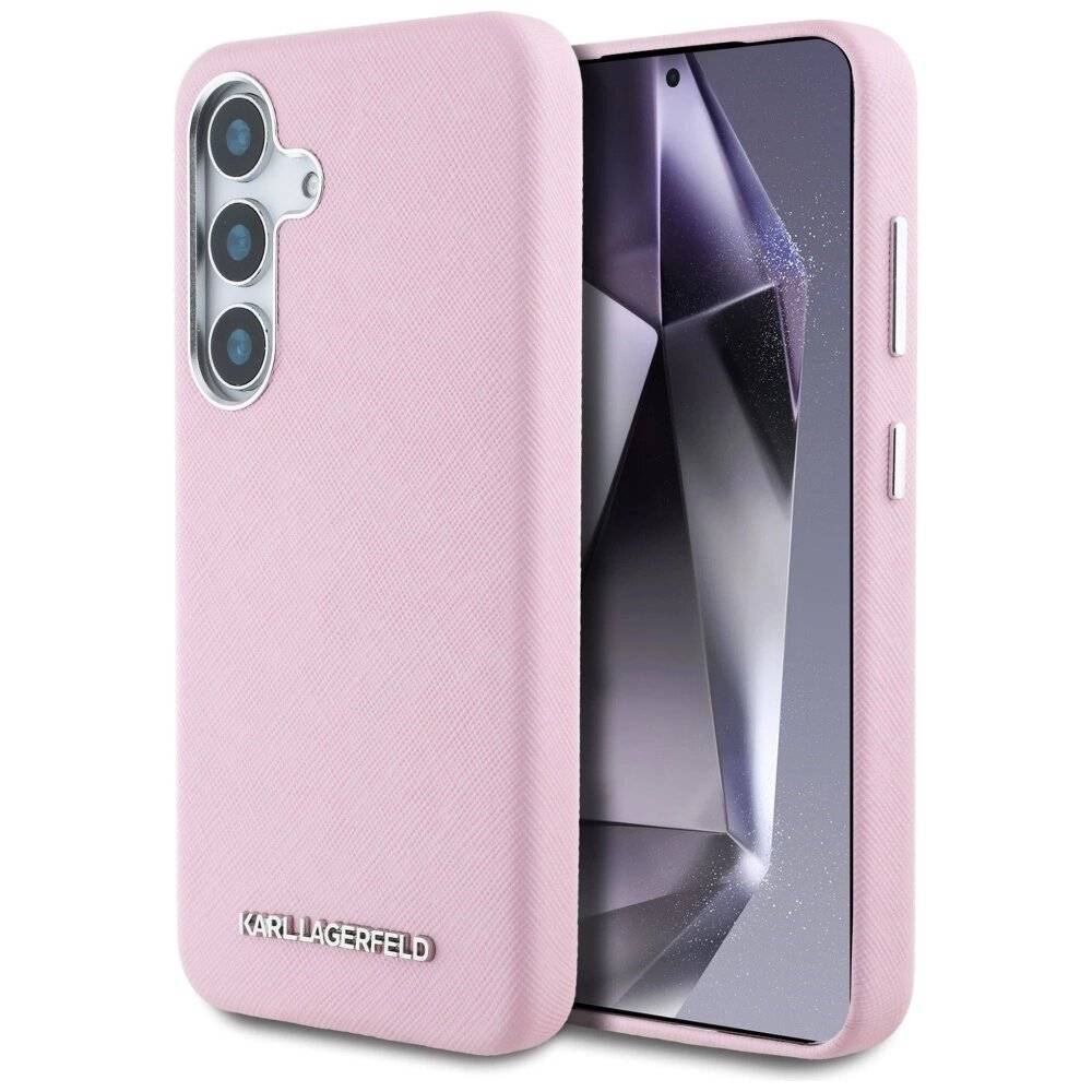 Karl Lagerfeld Saffiano Vollumwickelte MagSafe Hülle länglichem Metalllogo Samsung Galaxy S25