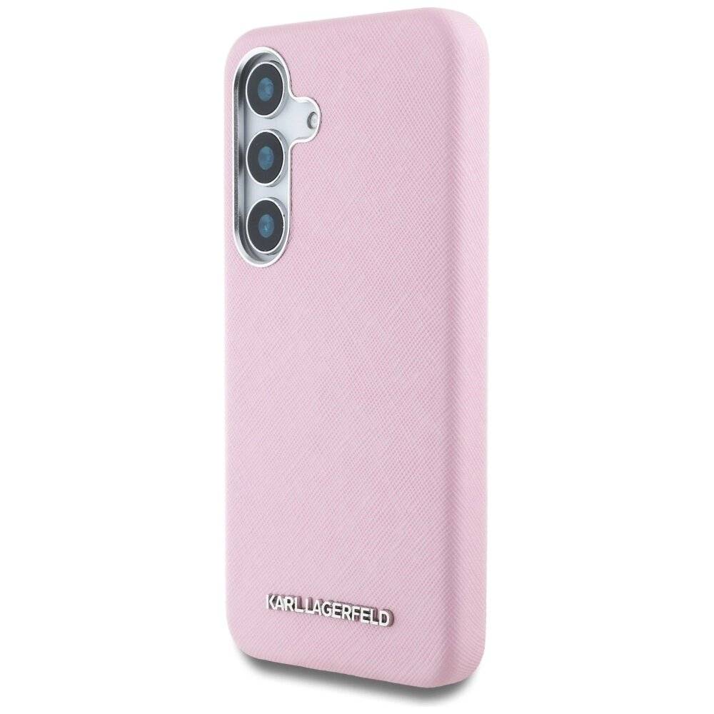 Karl Lagerfeld Saffiano Vollumwickelte MagSafe Hülle länglichem Metalllogo Samsung Galaxy S25