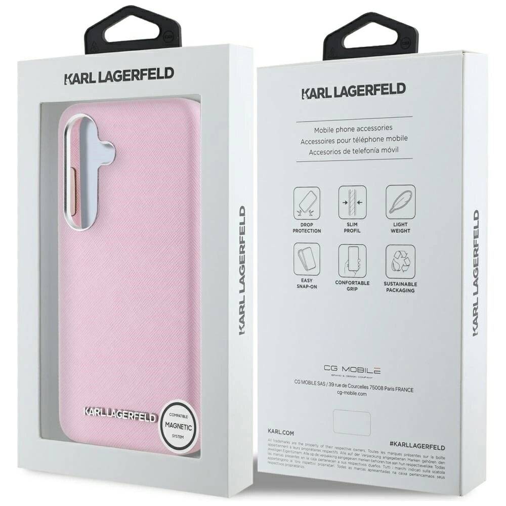 Karl Lagerfeld Saffiano Vollumwickelte MagSafe Hülle länglichem Metalllogo Samsung Galaxy S25