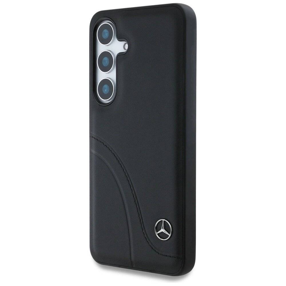 Mercedes Leder Curved Stitches Hülle Samsung Galaxy S25 - Schwarz