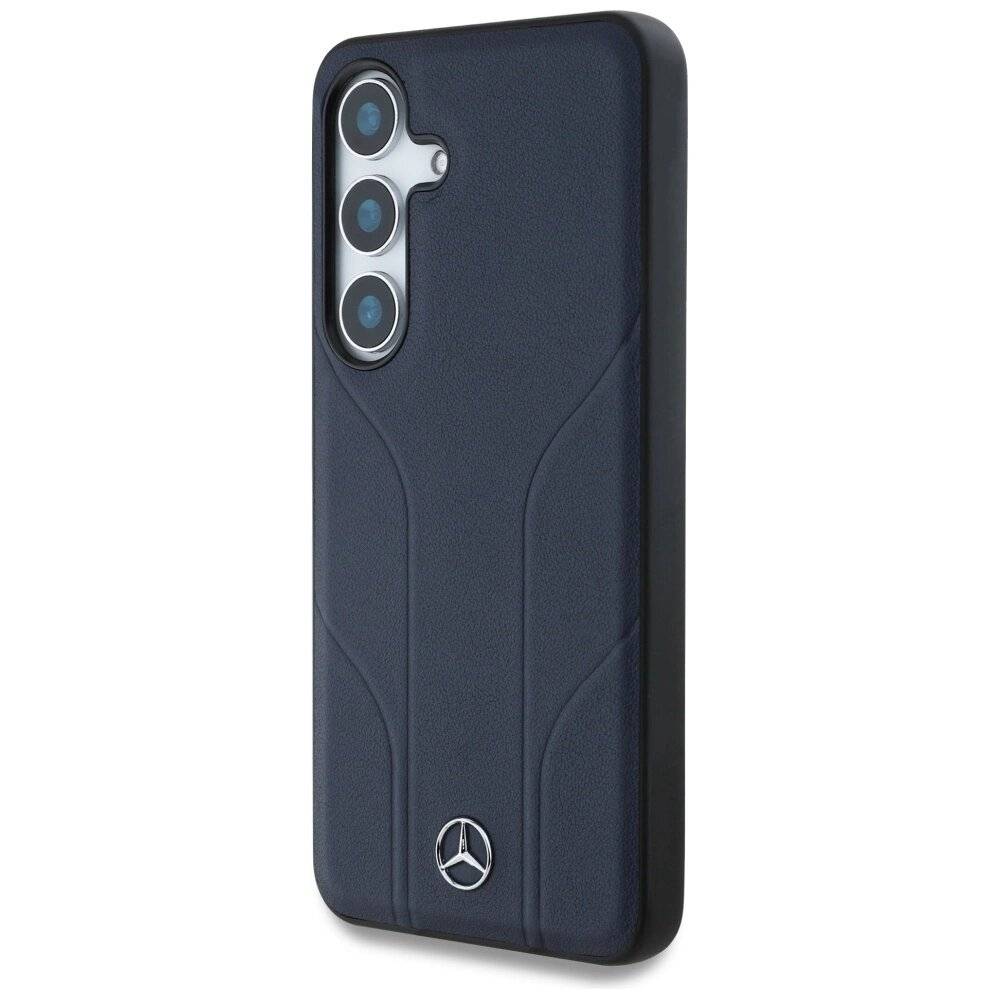 Mercedes Leather Debossed Lines MagSafe Case Samsung Galaxy S25 - Blau