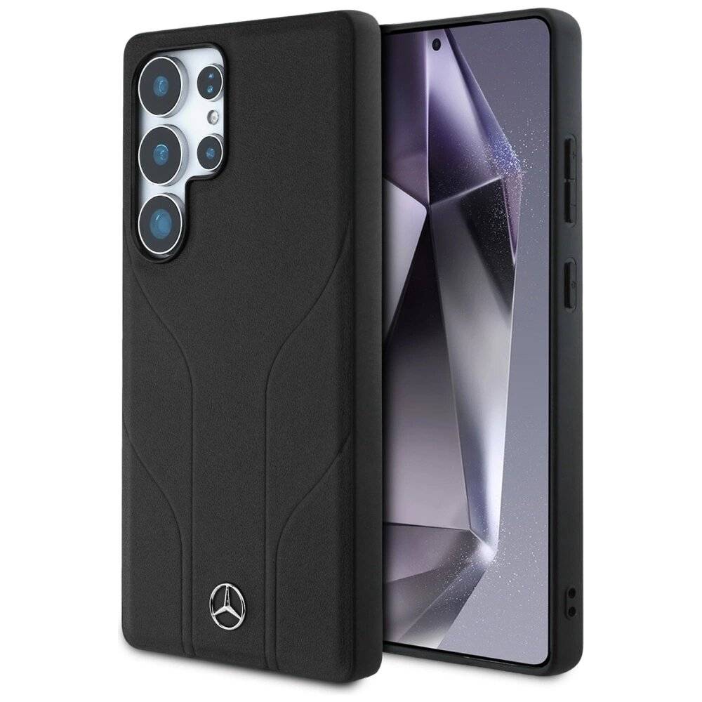 Mercedes Leather Debossed Lines MagSafe Hülle Samsung Galaxy S25 Ultra - Schwarz