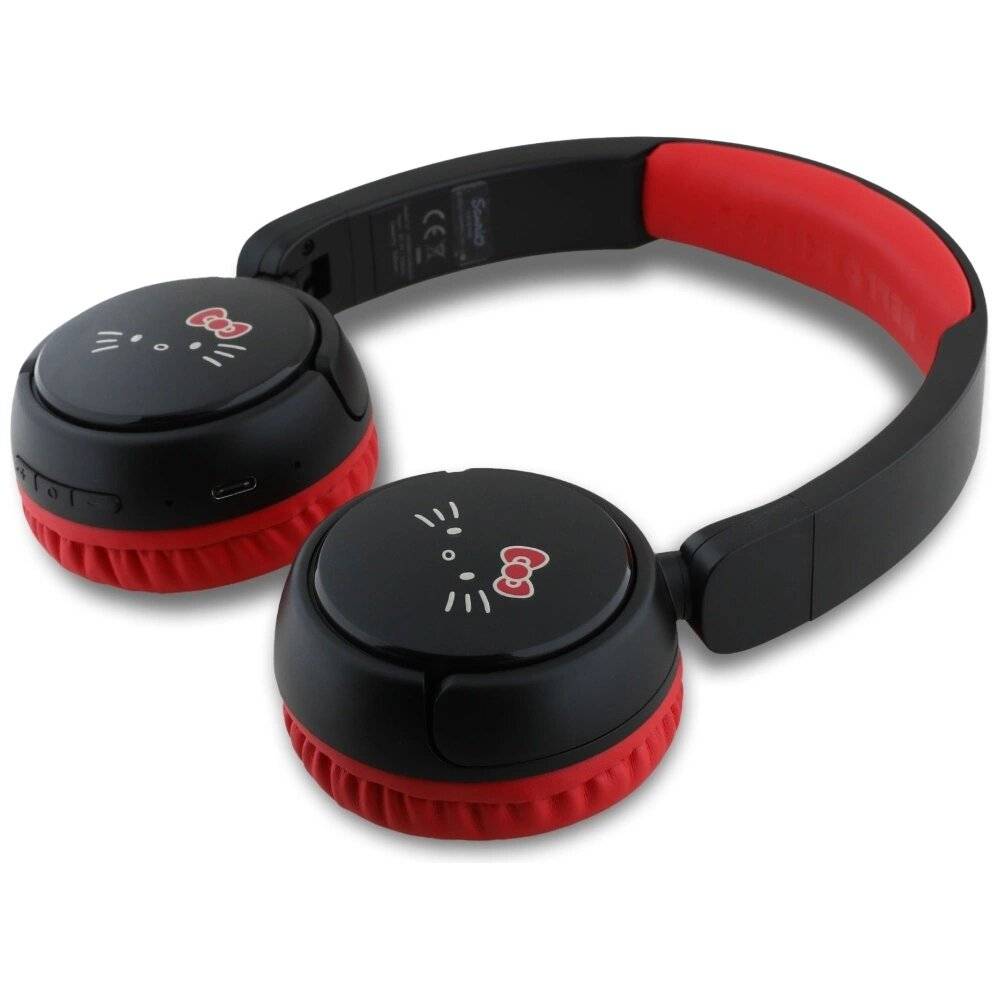 Bluetooth On-Ear-Kopfhörer Hello Kitty-Gesichtslogo, Rot
