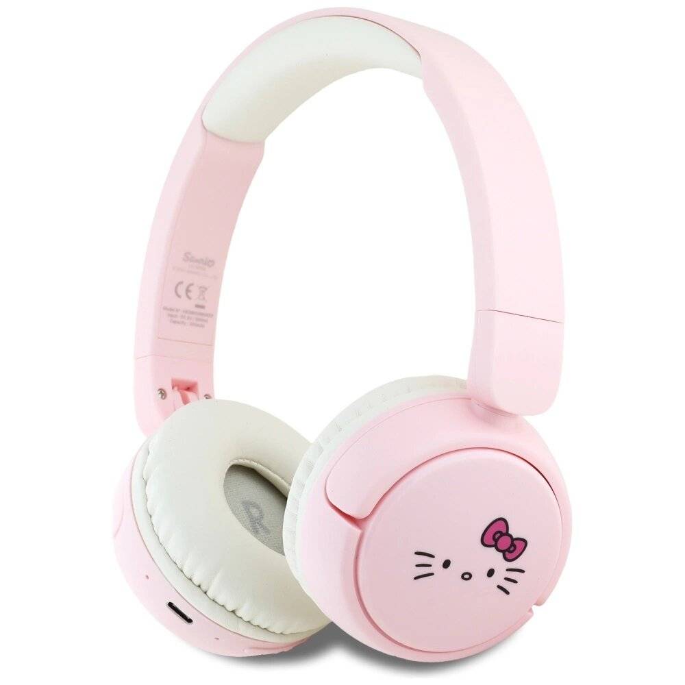 Bluetooth On-Ear-Kopfhörer Hello Kitty-Gesichtslogo, Rosa