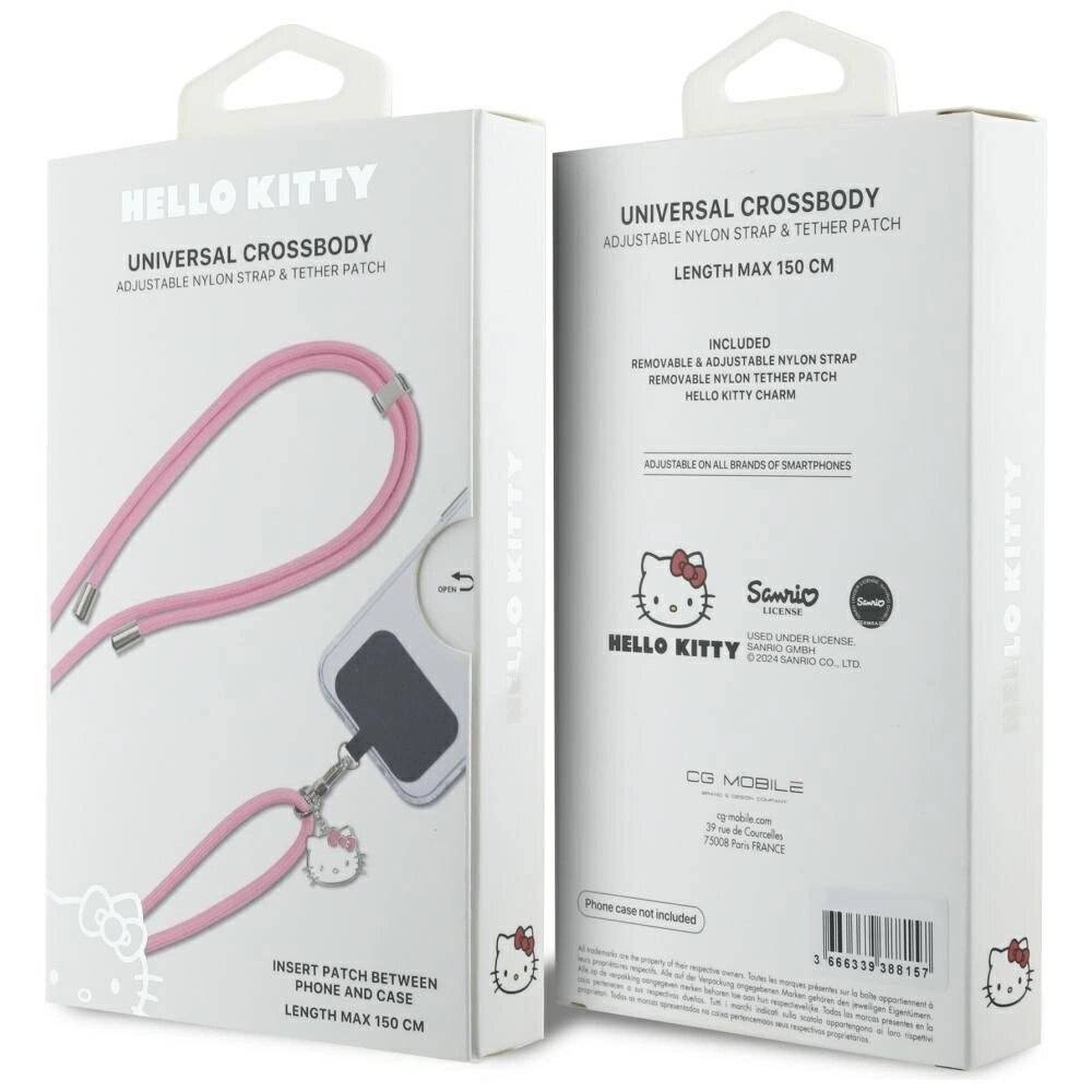 Hello Kitty Patch & Kopf Charm Universal Handy-Umhängeband - Rosa